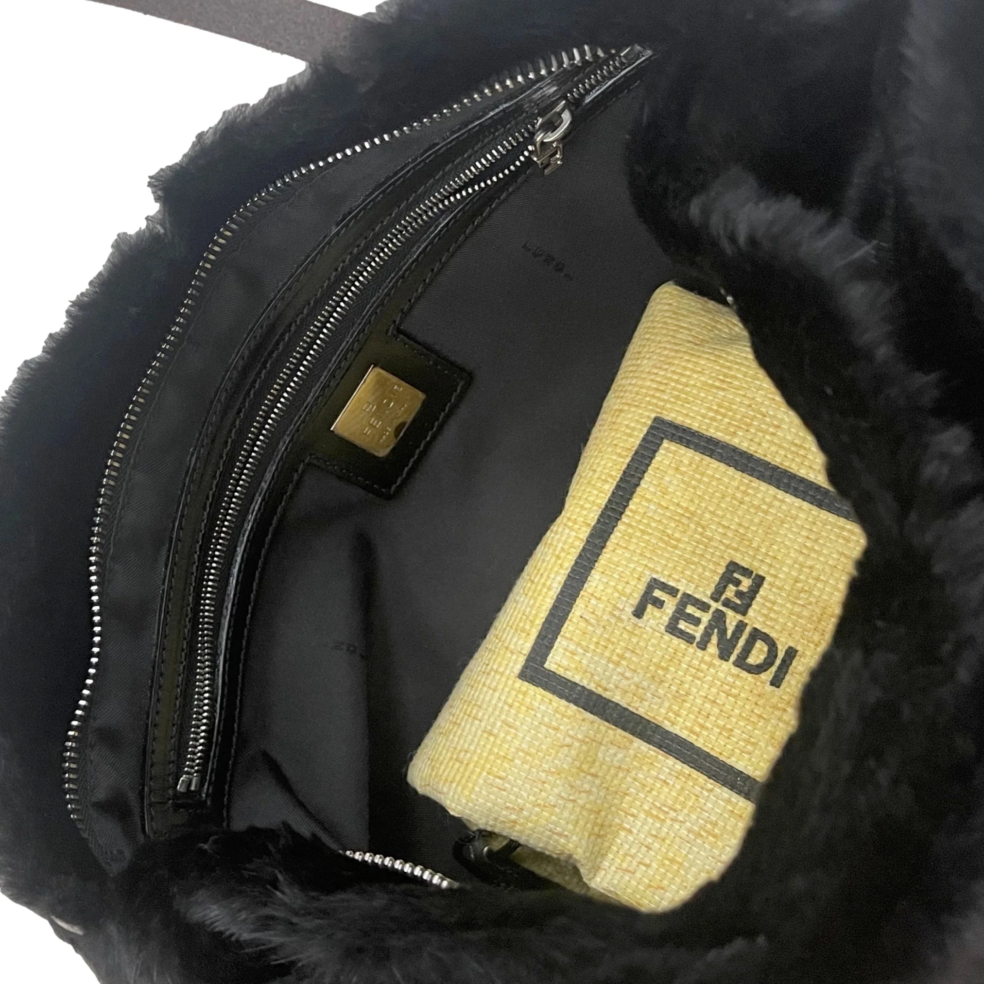 Fendi Black Fur Logo Shoulder Bag - Image 4