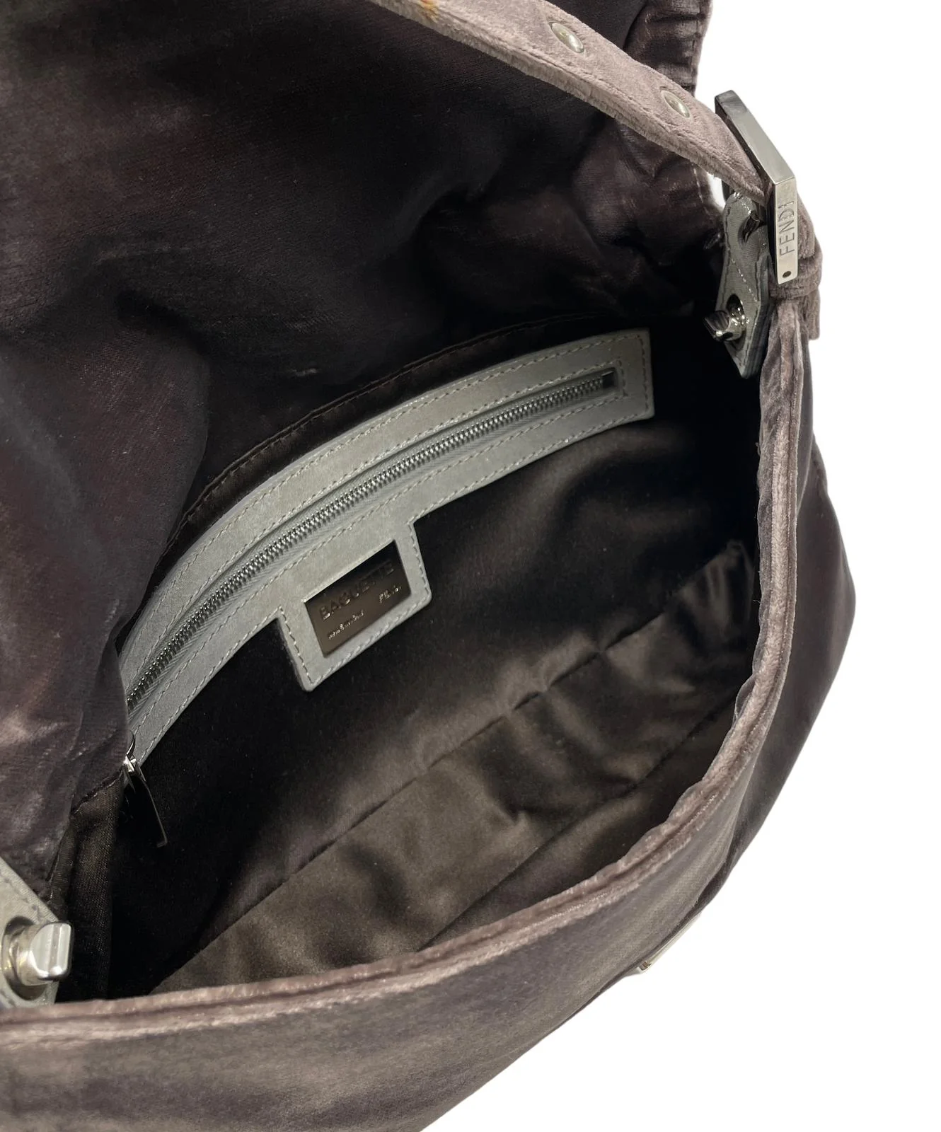 Fendi Grey Velvet Tassel Baguette - Image 3