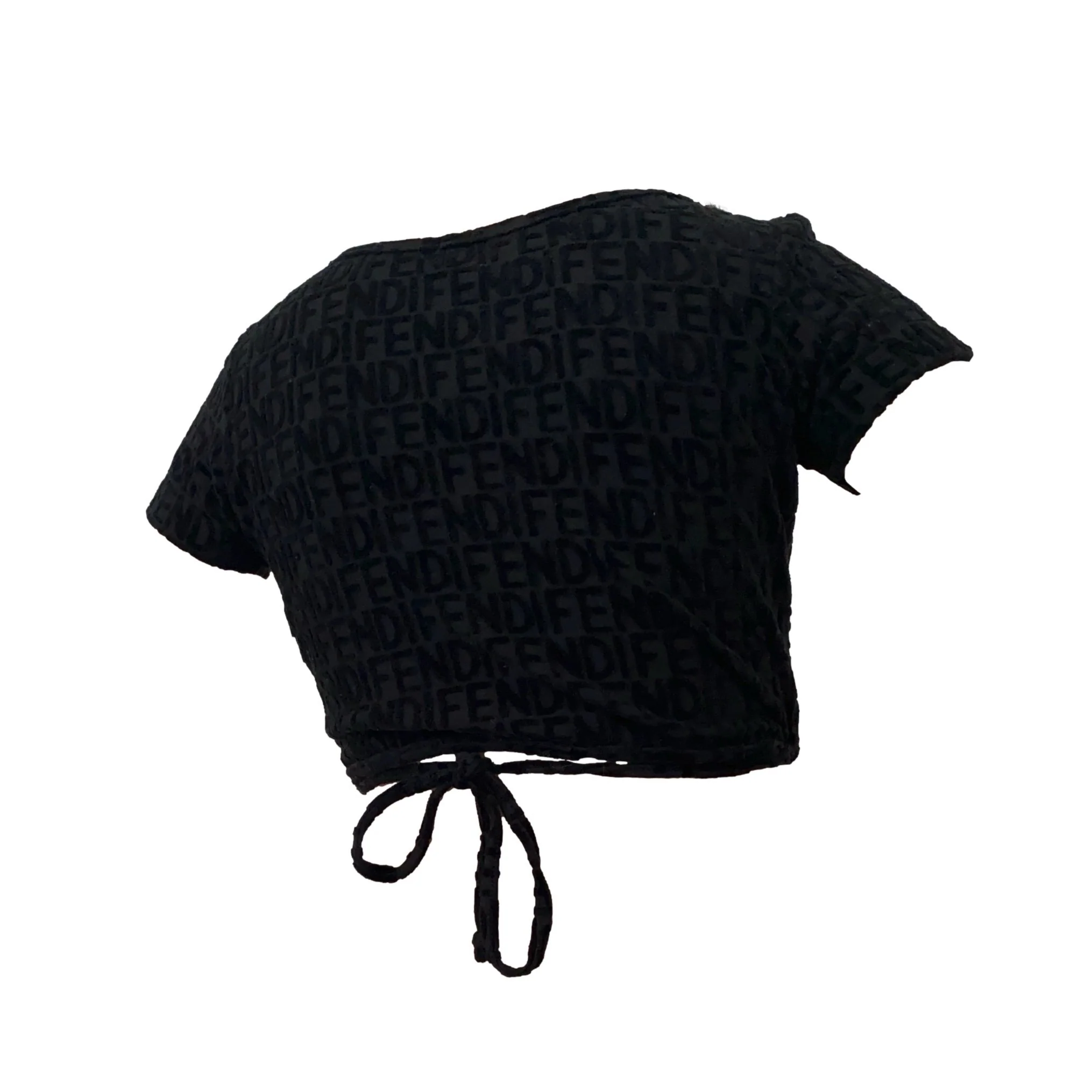 Fendi Black Monogram Crop Tie Top - Image 2