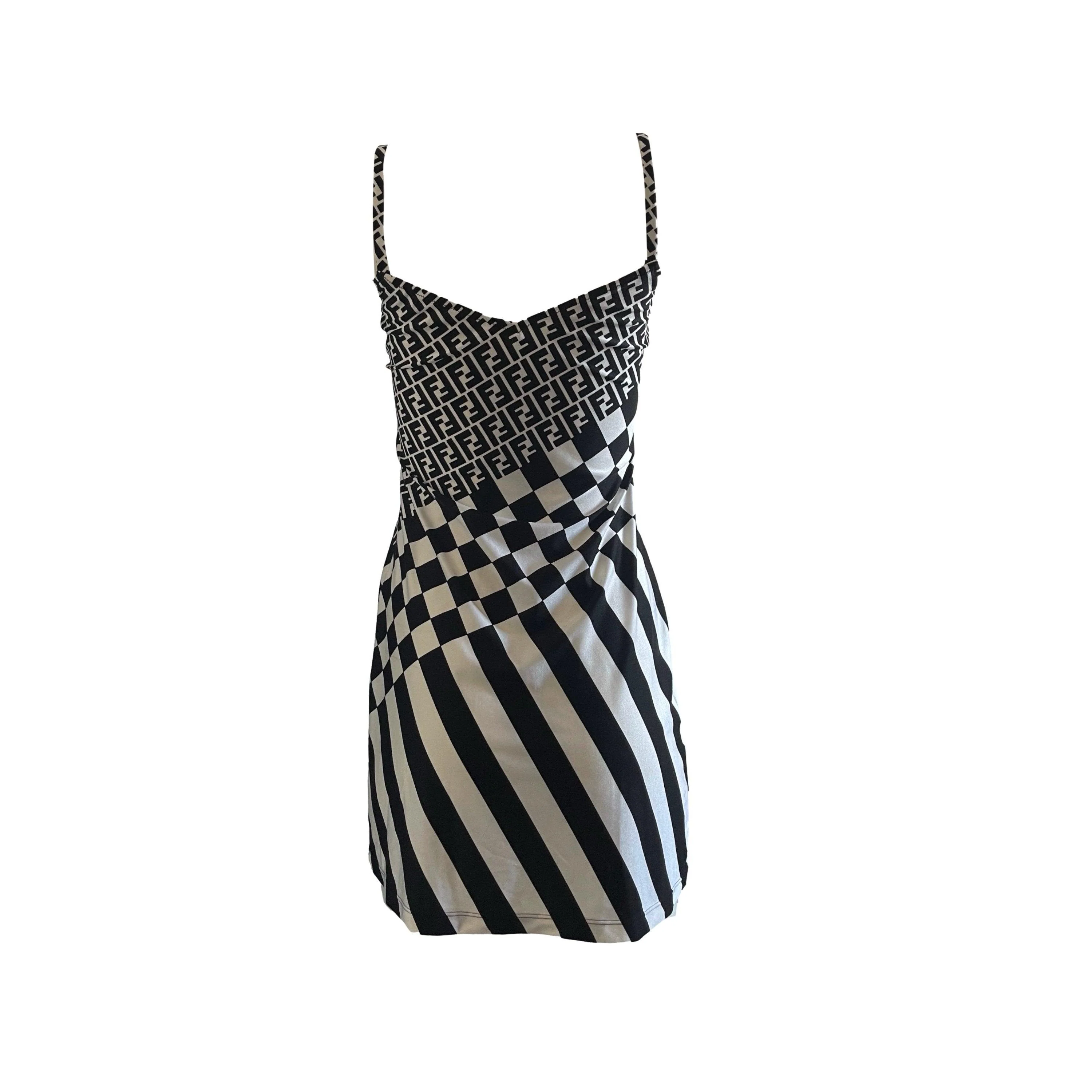 Fendi Black Monogram Pattern Stretch Dress - Image 2