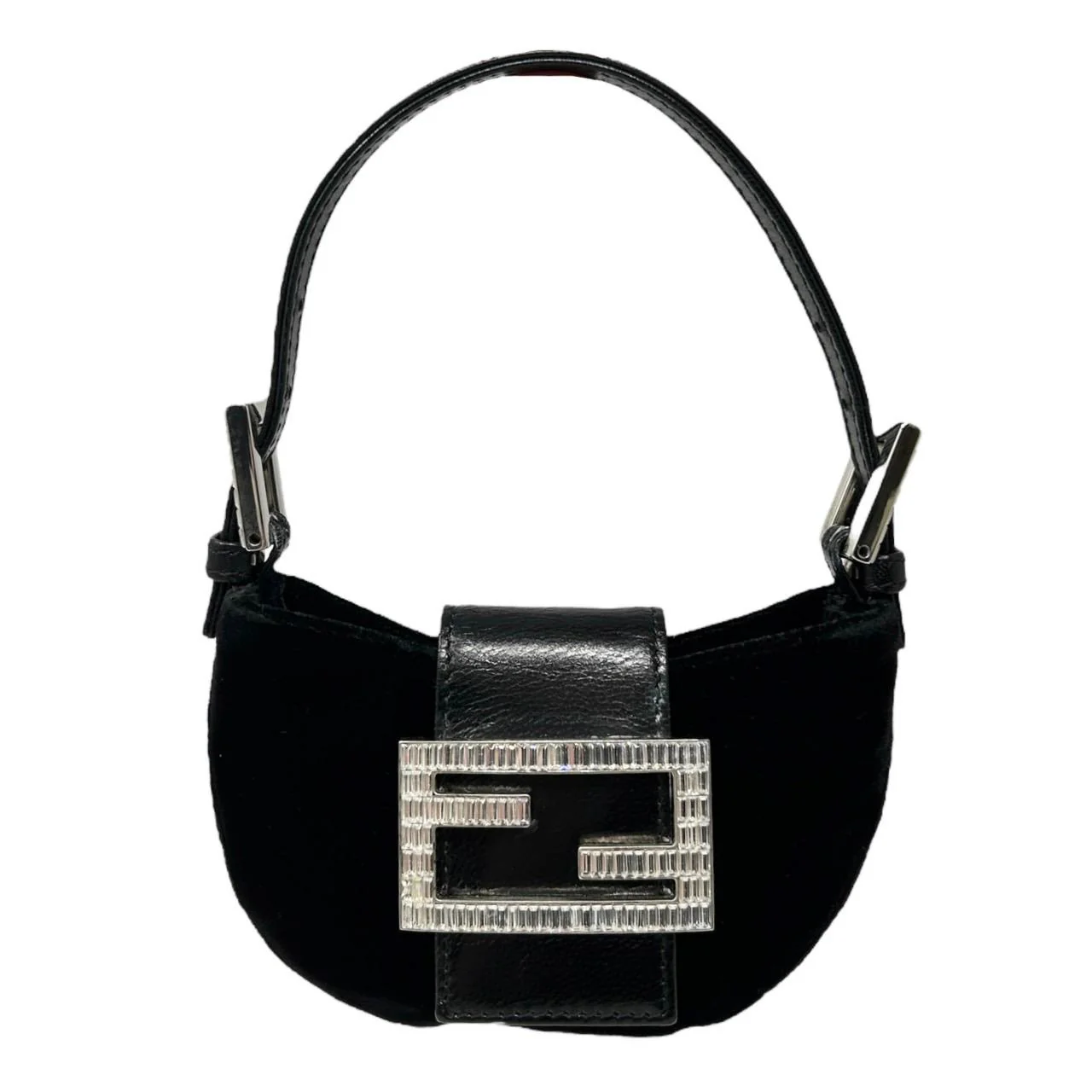 Fendi Black Rhinestone Croissant