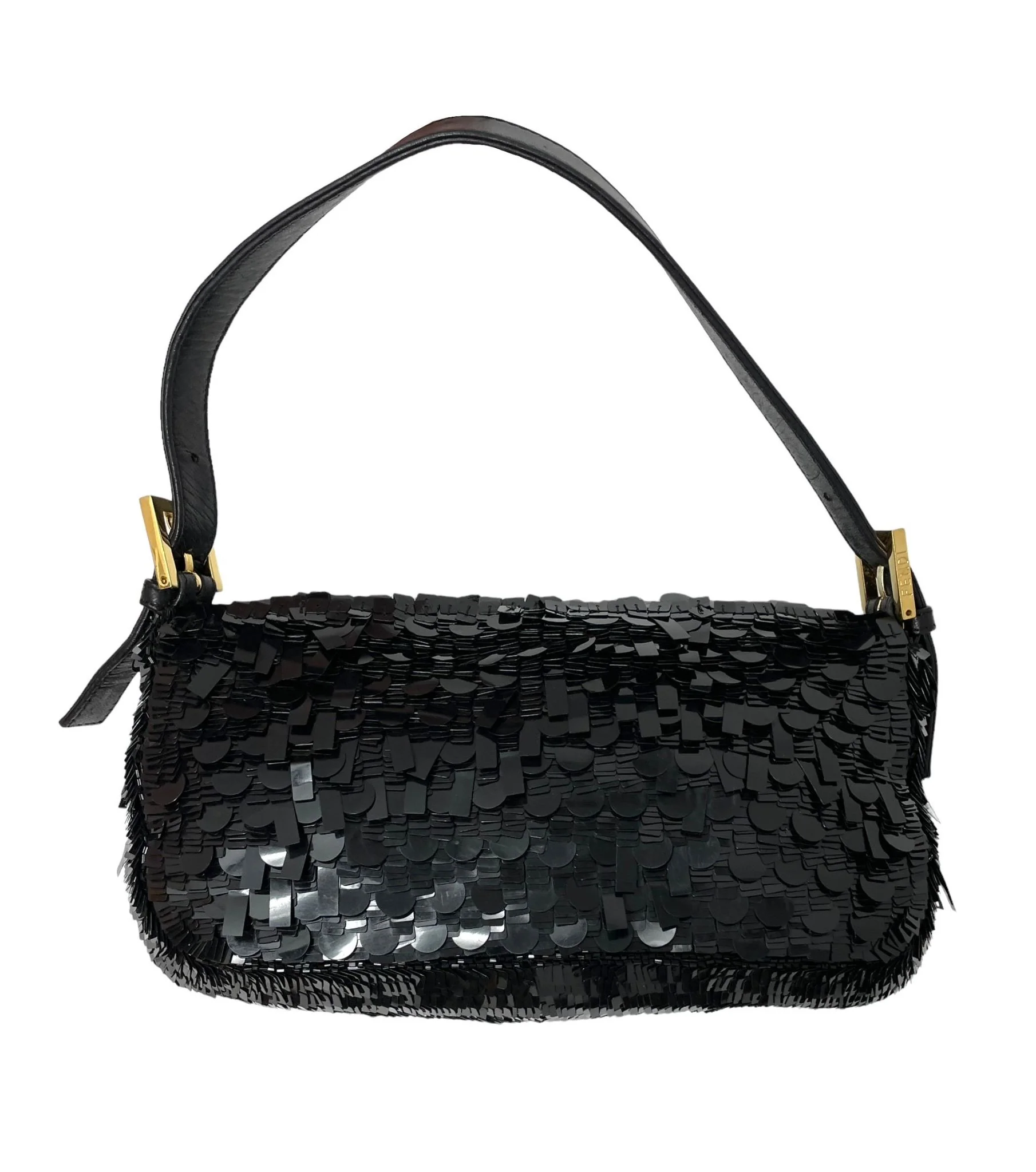 Fendi Black Sequin Baguette Bag - Image 2