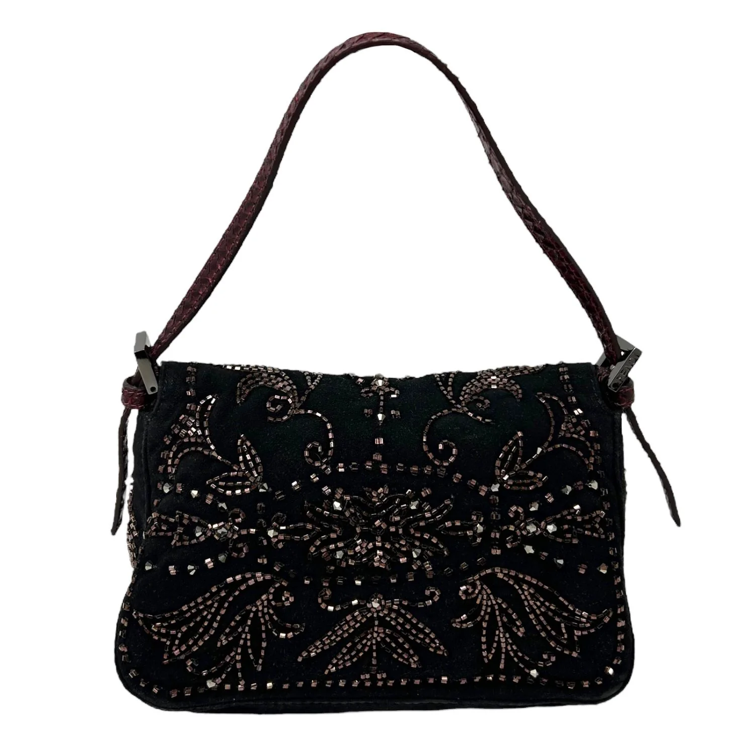 Fendi Black Suede Beaded Mini Baguette - Image 2