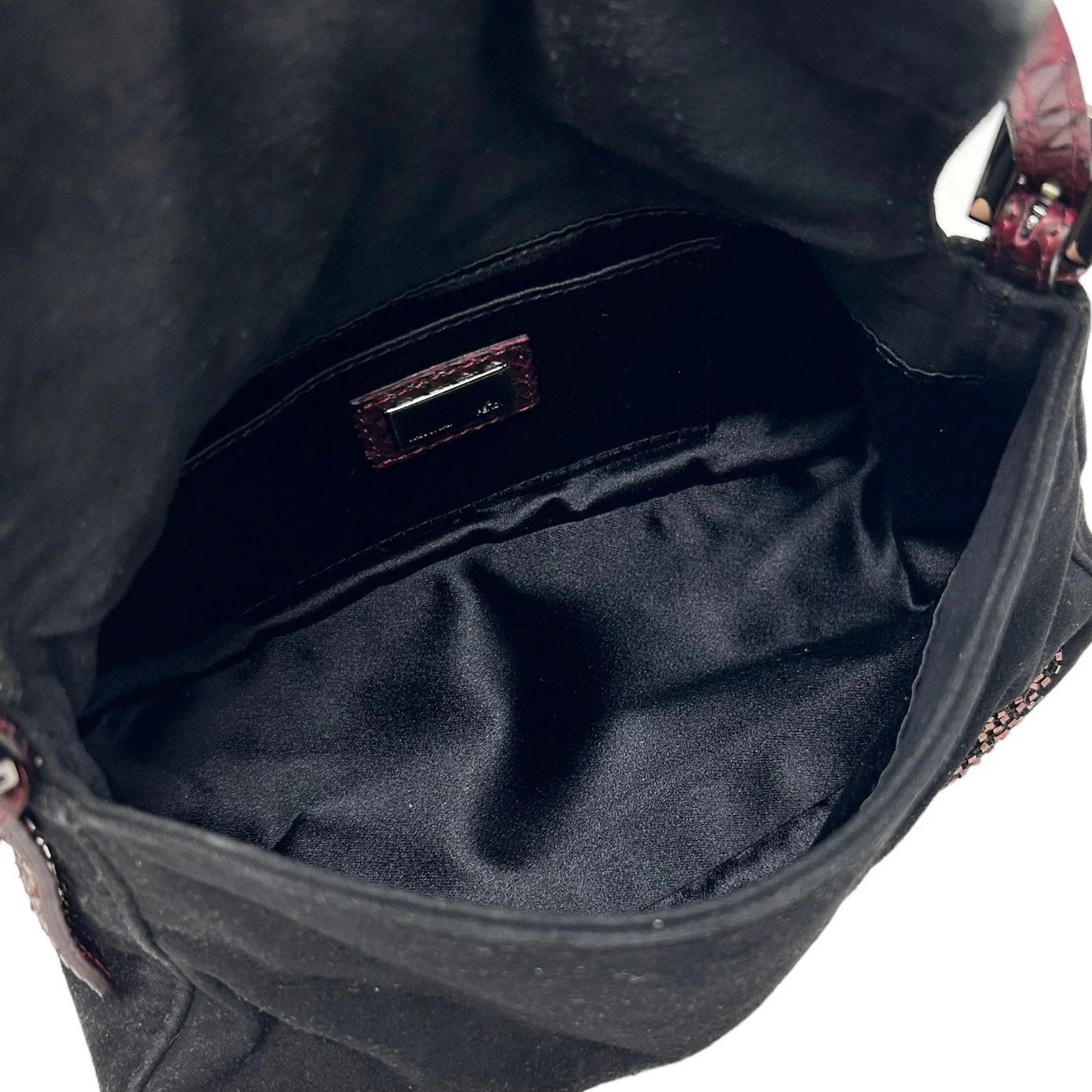 Fendi Black Suede Beaded Mini Baguette - Image 3