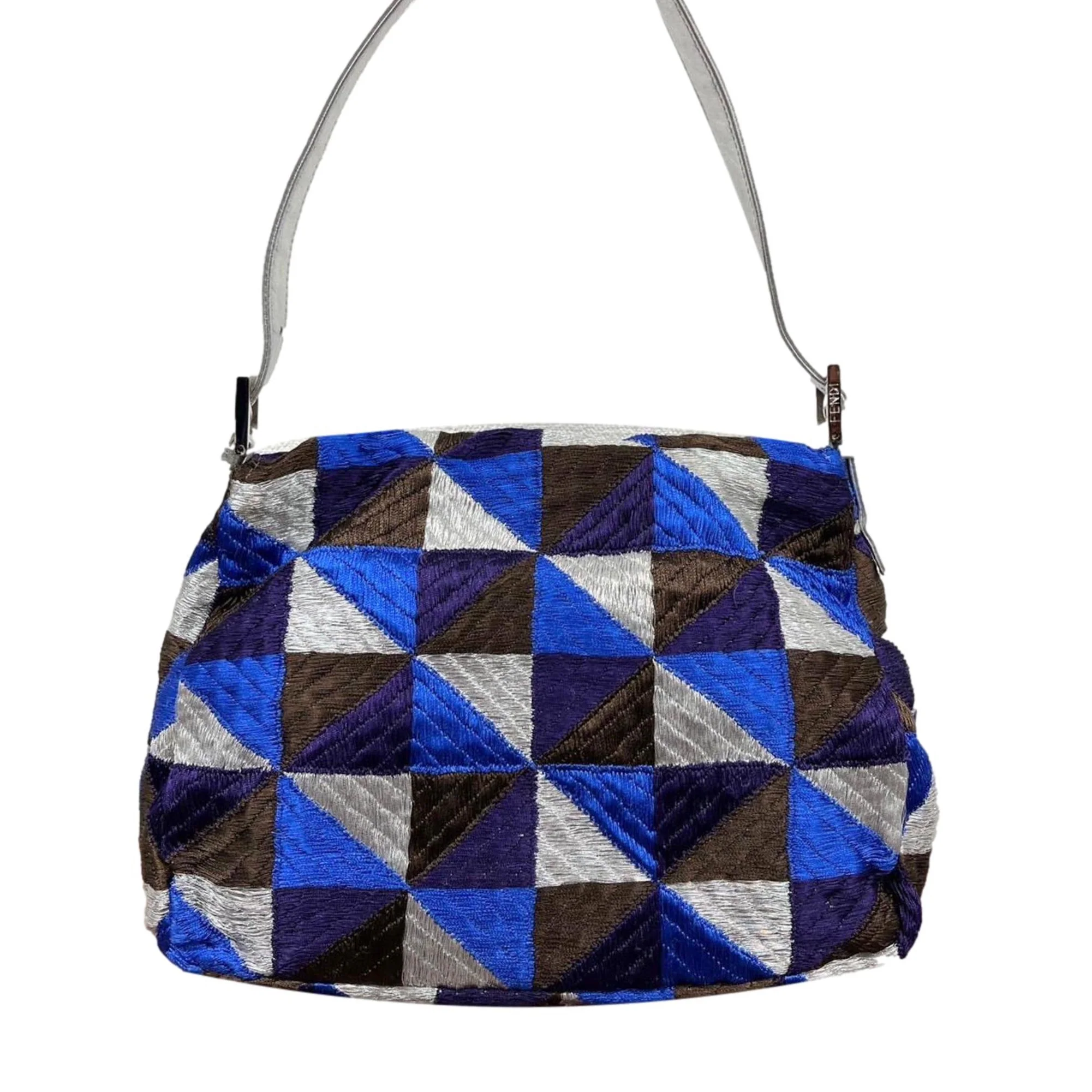 Fendi Blue Patchwork Baguette - Image 2