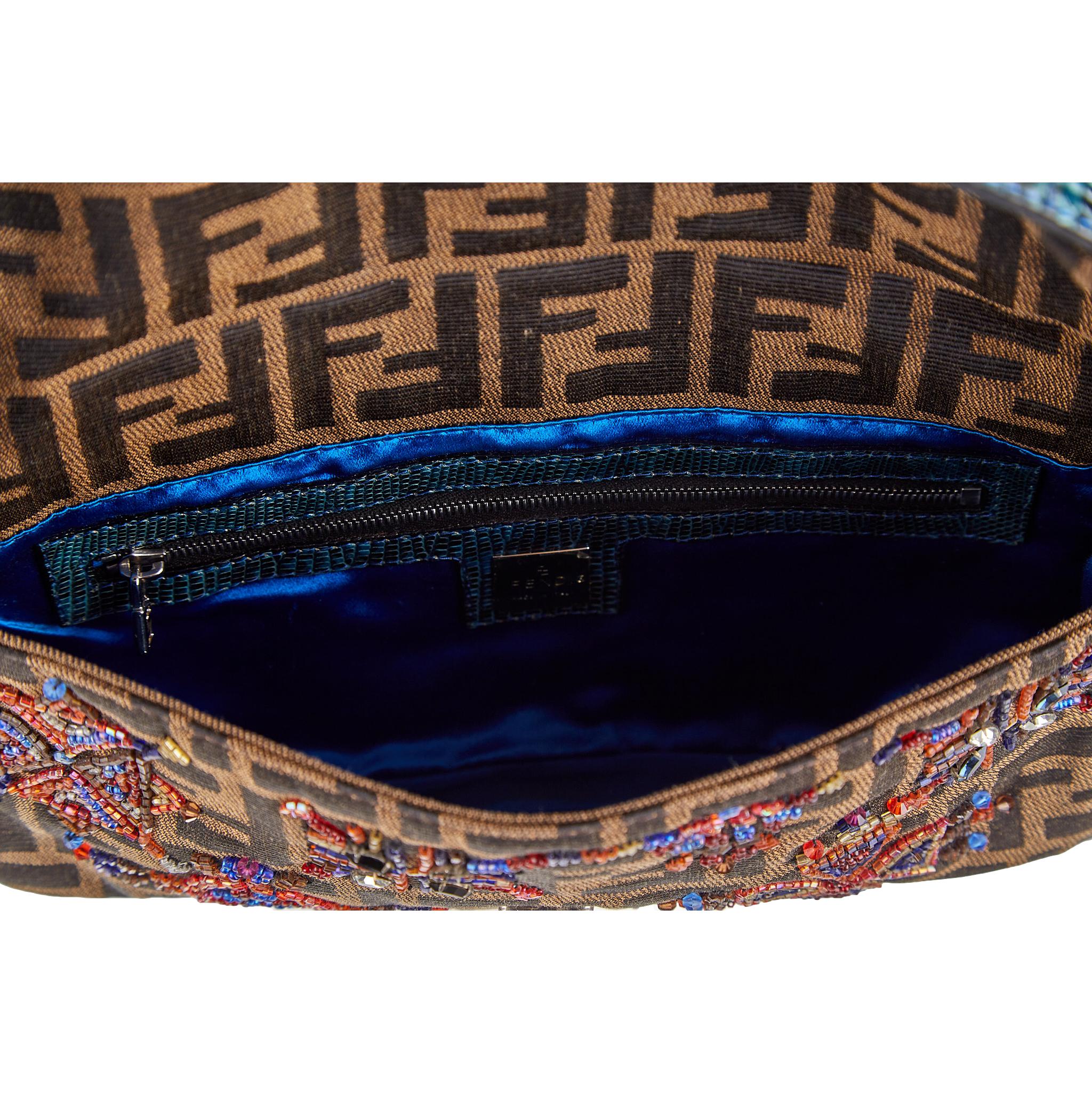Fendi Brown Logo Beaded Baguette - Image 4