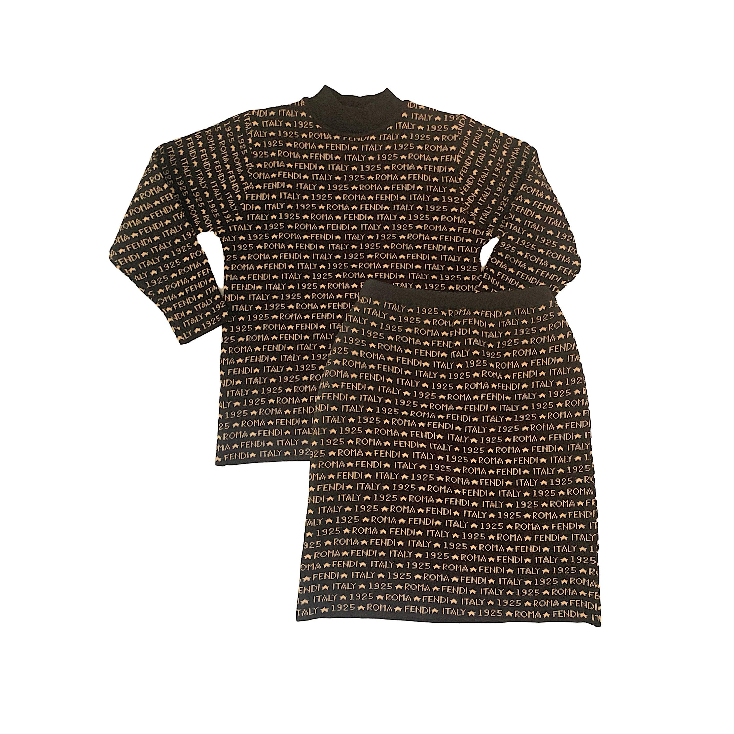 Fendi Brown Monogram Skirt Set