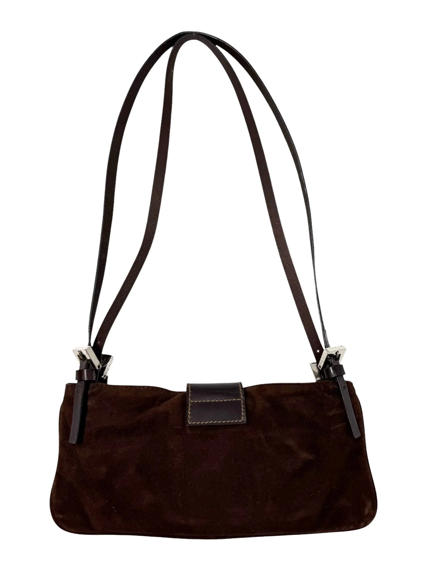 Fendi Brown Seude Mini Baguette Bag - Image 2