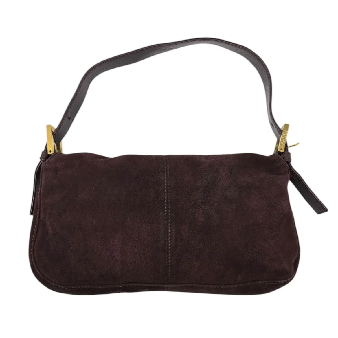 Fendi Brown Suede Baguette Bag - Image 2