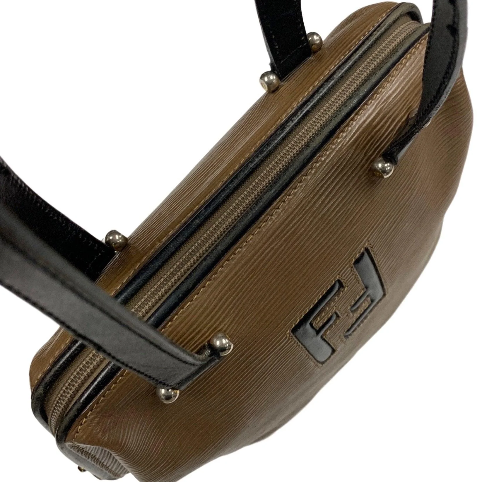 Fendi Brown Textured Leather Shoulder Bag - Image 2