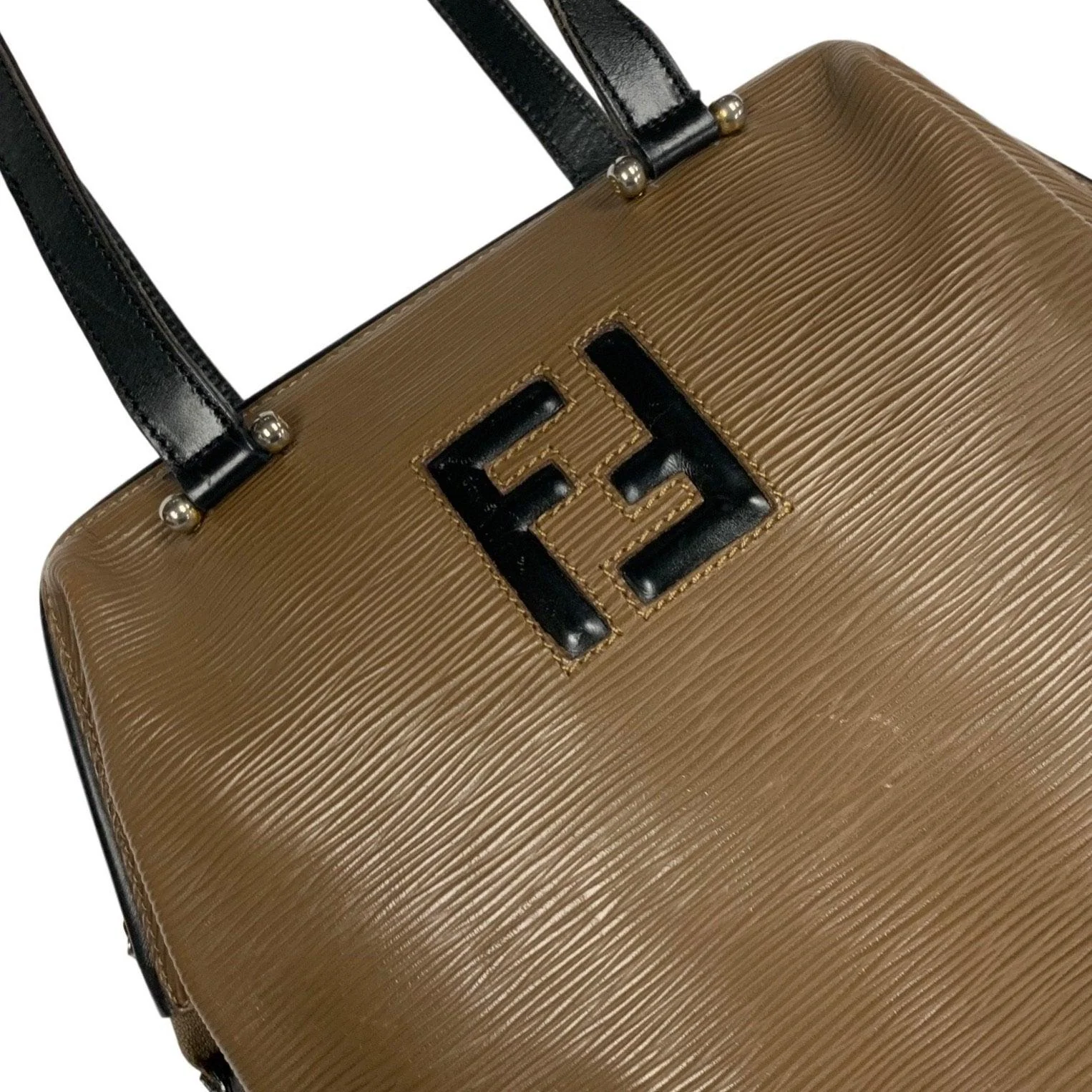 Fendi Brown Textured Leather Shoulder Bag - Image 3