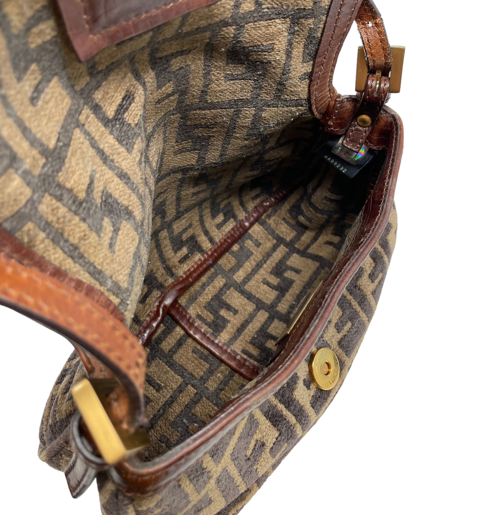 Fendi Brown Velour Logo Mini Baguette - Image 3