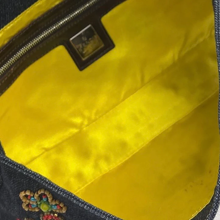 Fendi Denim Beaded Baguette - Image 3
