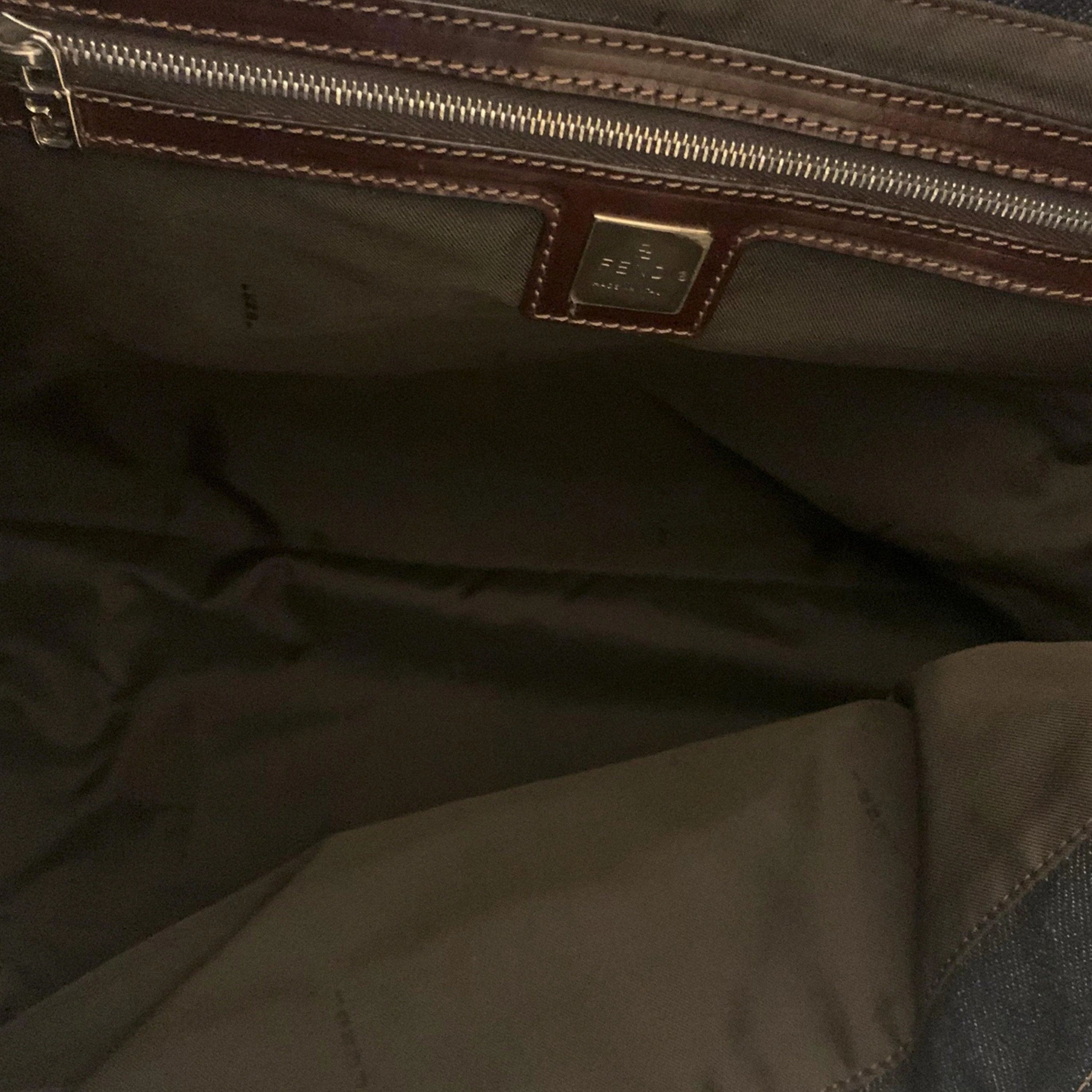 Fendi Denim Logo Large Top Handle Bag - Image 4