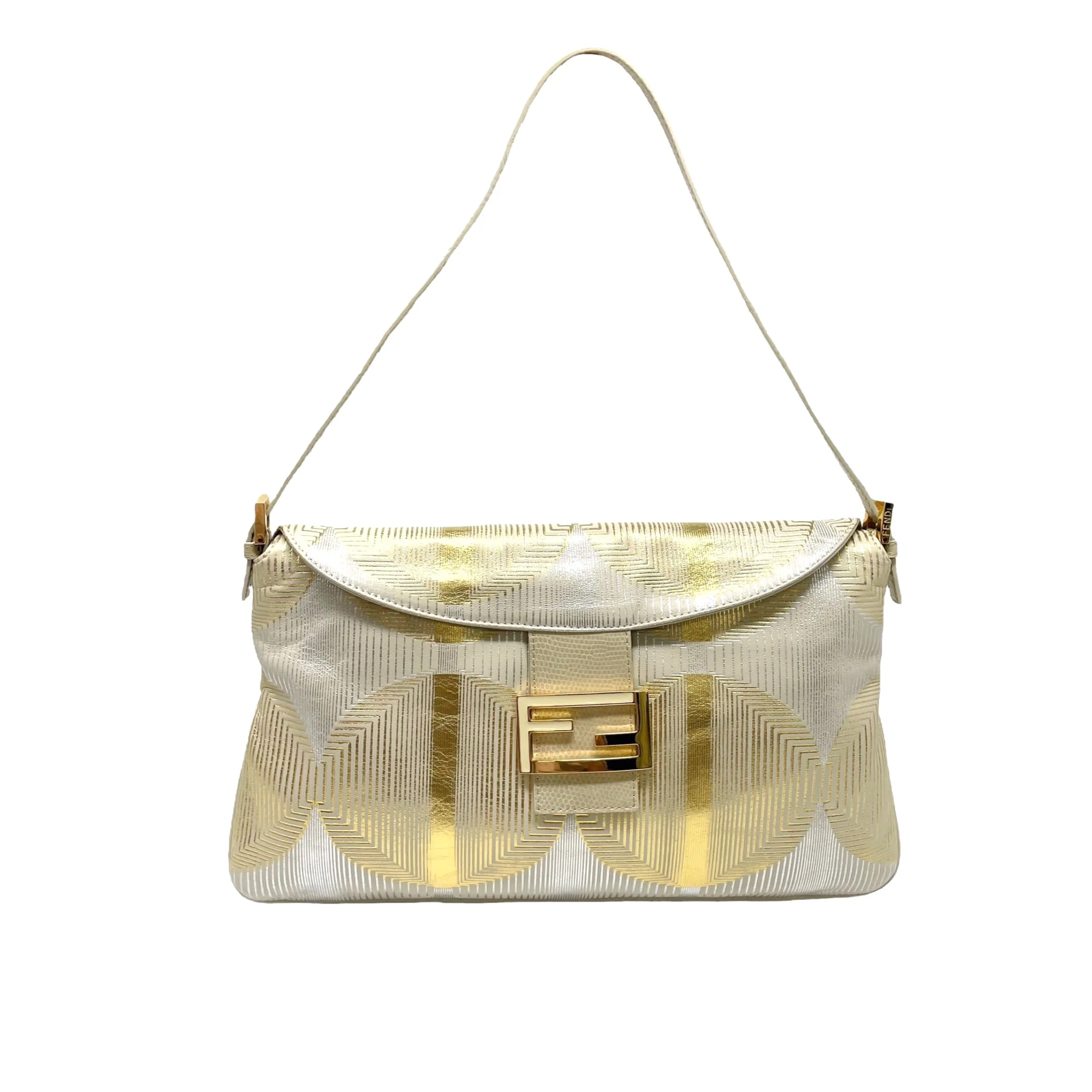Fendi Gold Textured Baguette