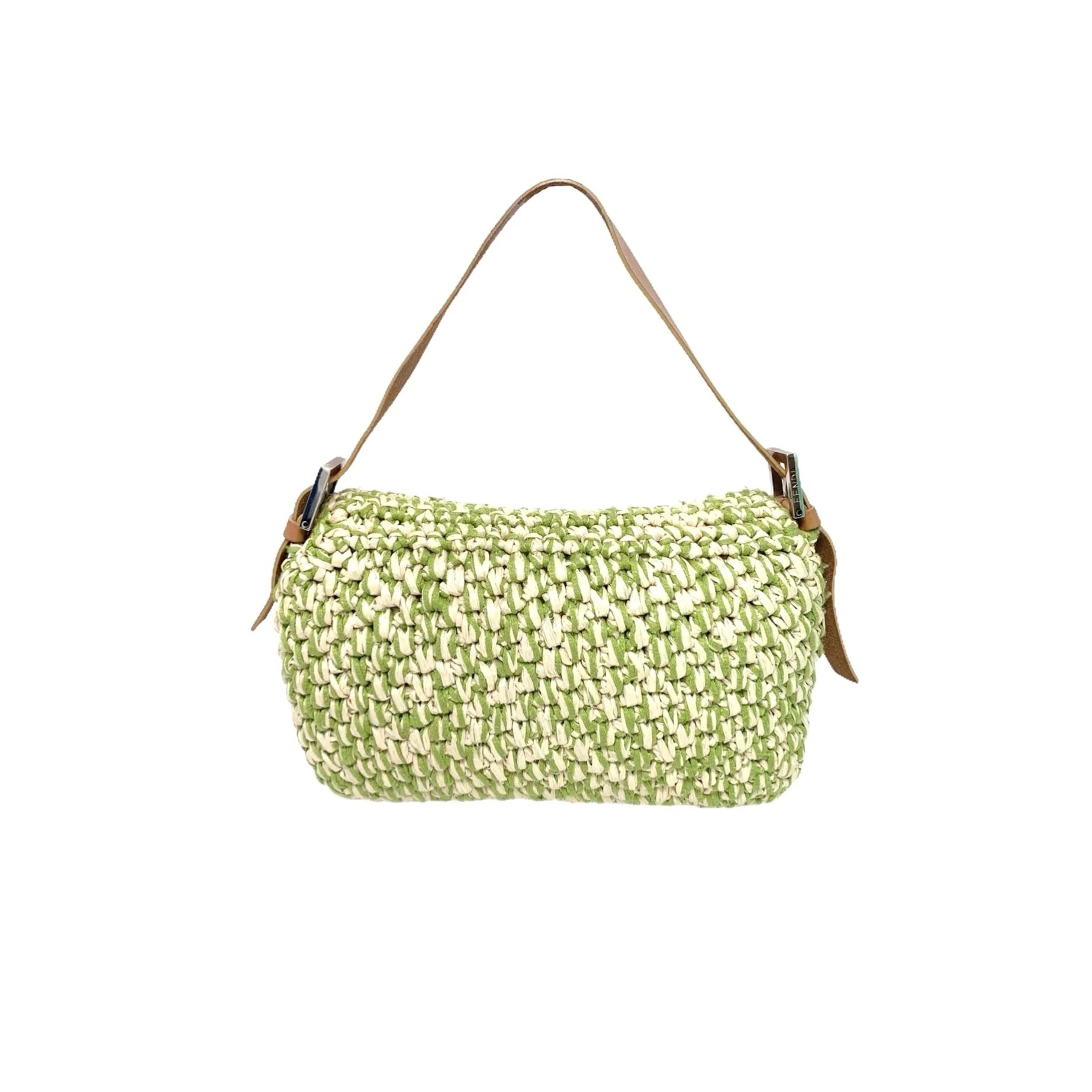Fendi Green Braided Canvas Baguette - Image 2