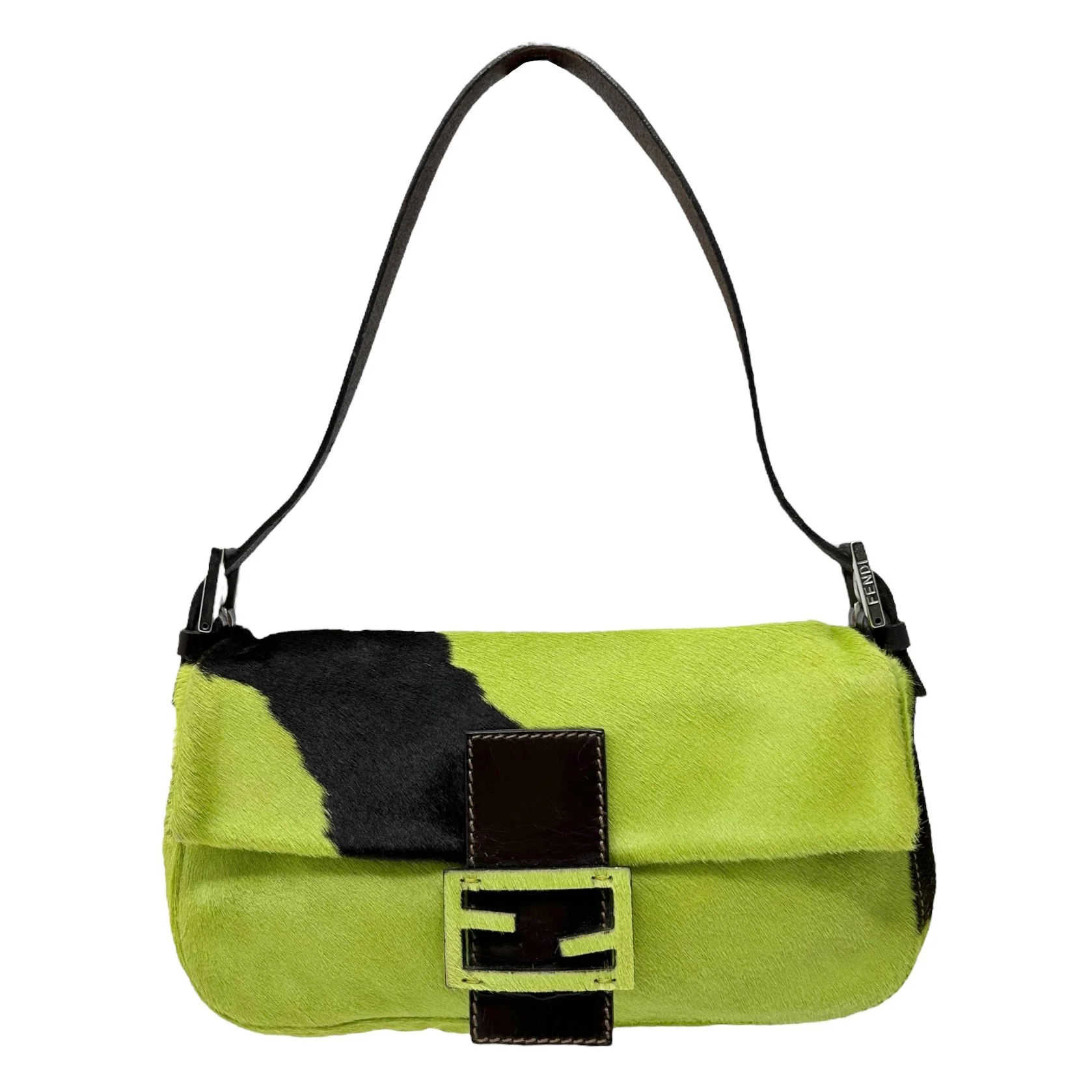 Fendi Green Cow Print Baguette