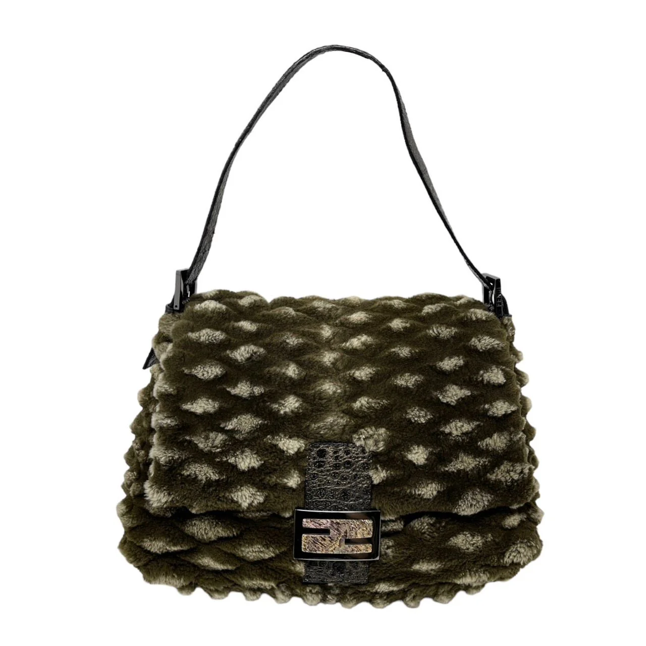 Fendi Green Fur Mama Baguette