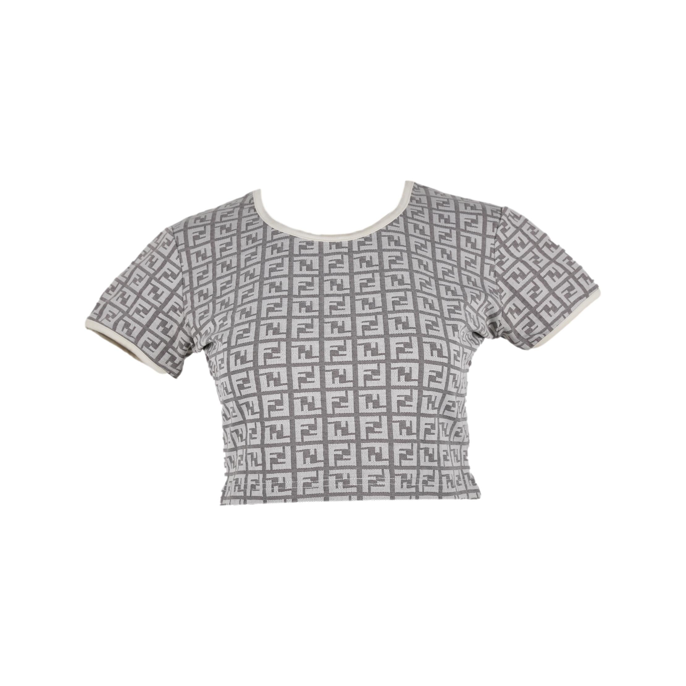 Fendi Grey Logo Crop Top