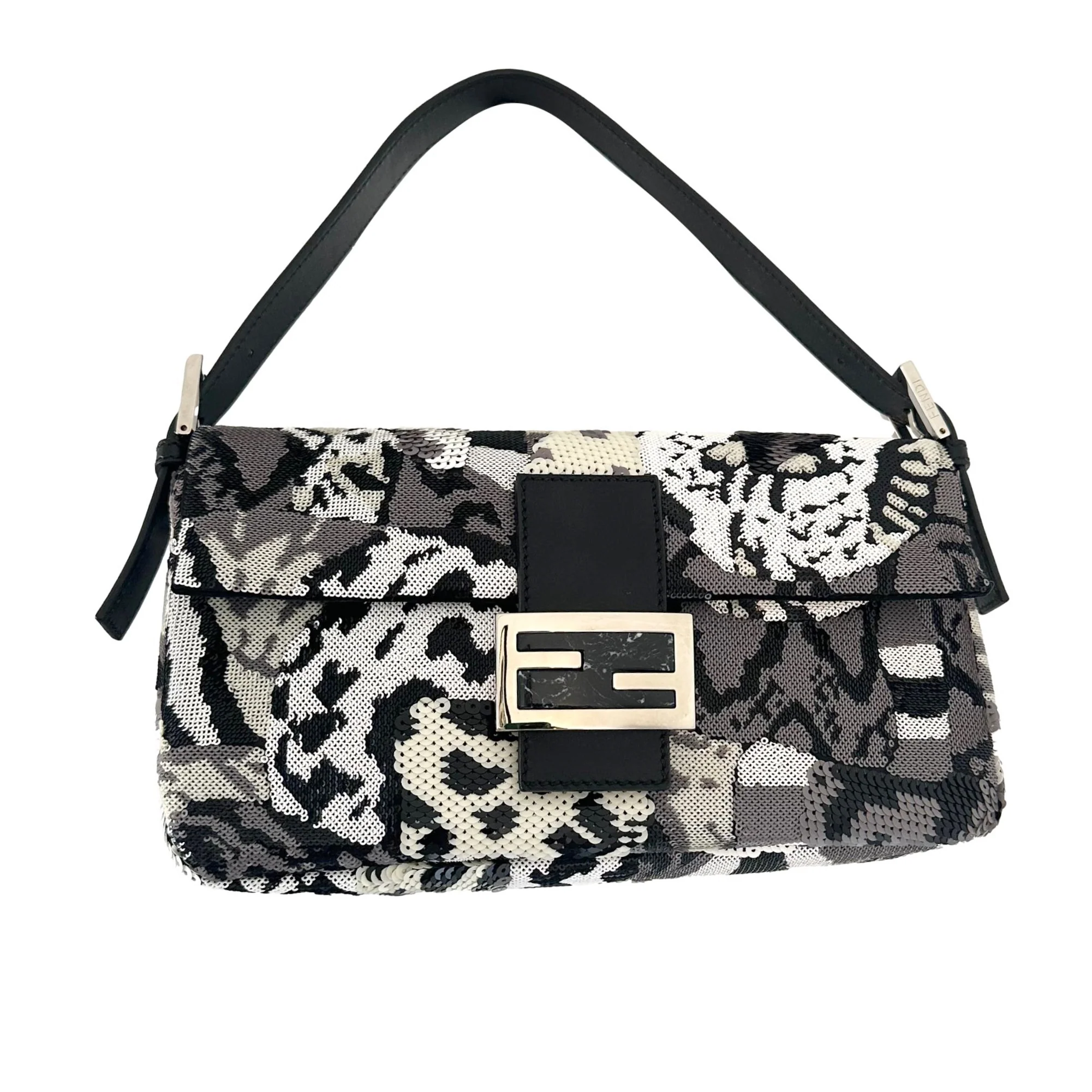 Fendi Grey Sequin Baguette Bag - Image 2