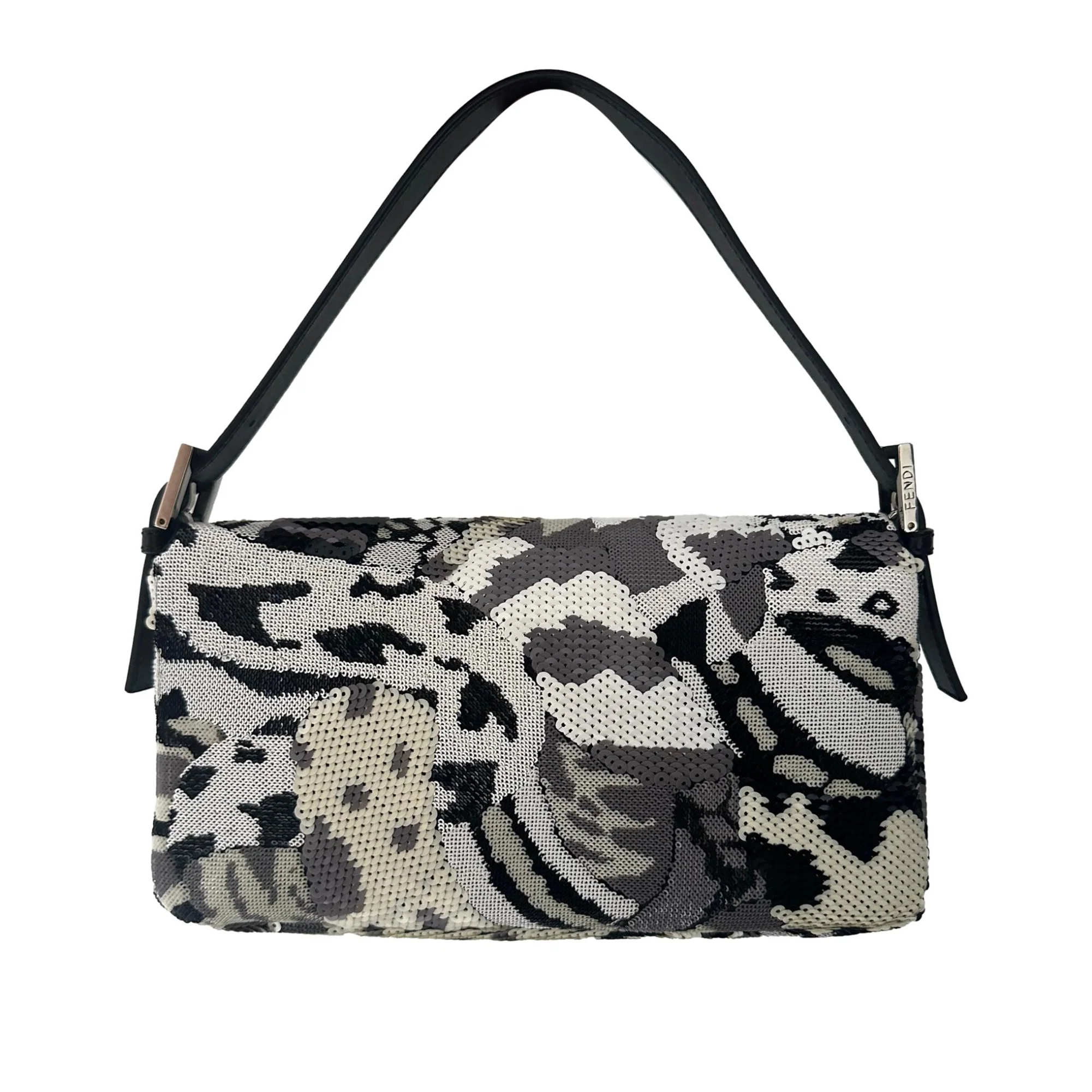 Fendi Grey Sequin Baguette Bag - Image 3
