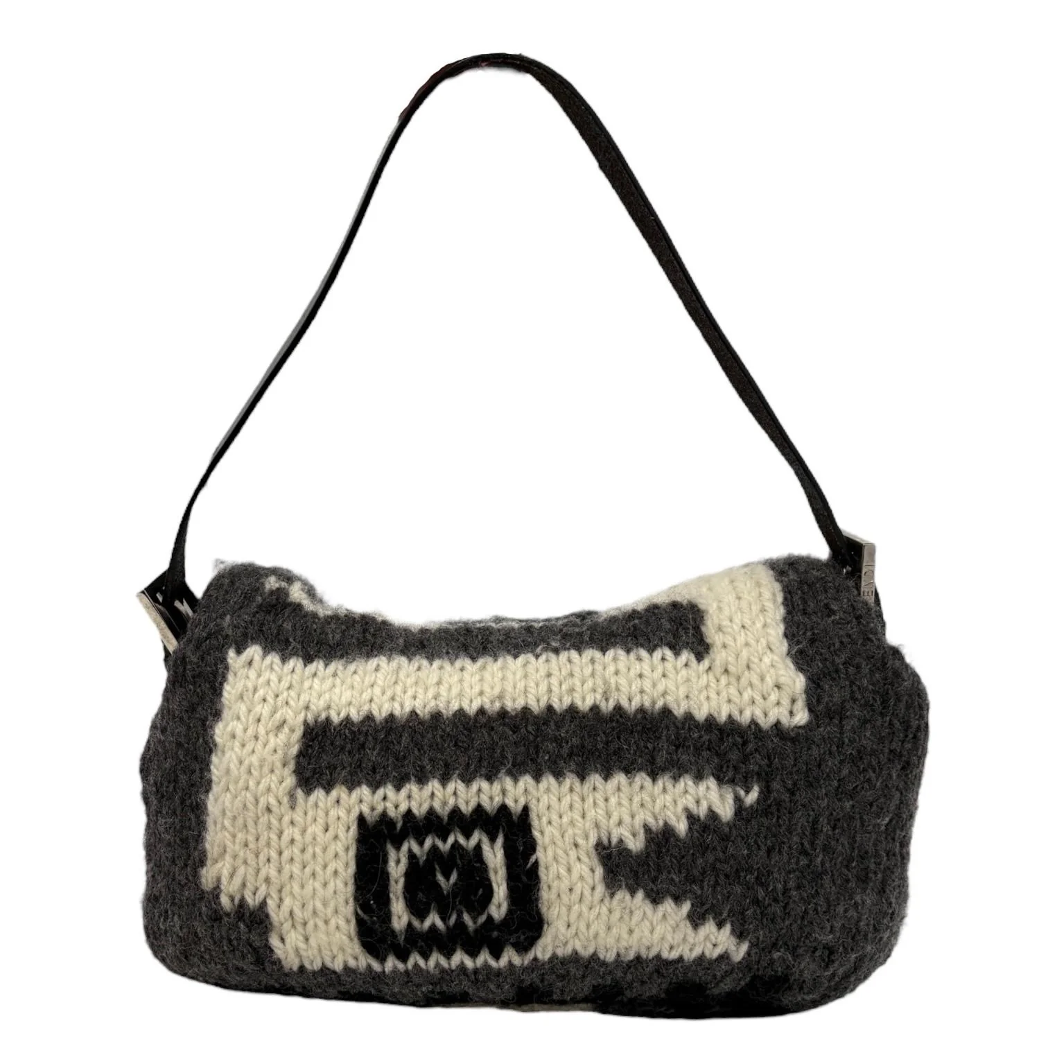 Fendi Grey Wool Pattern Baguette - Image 2