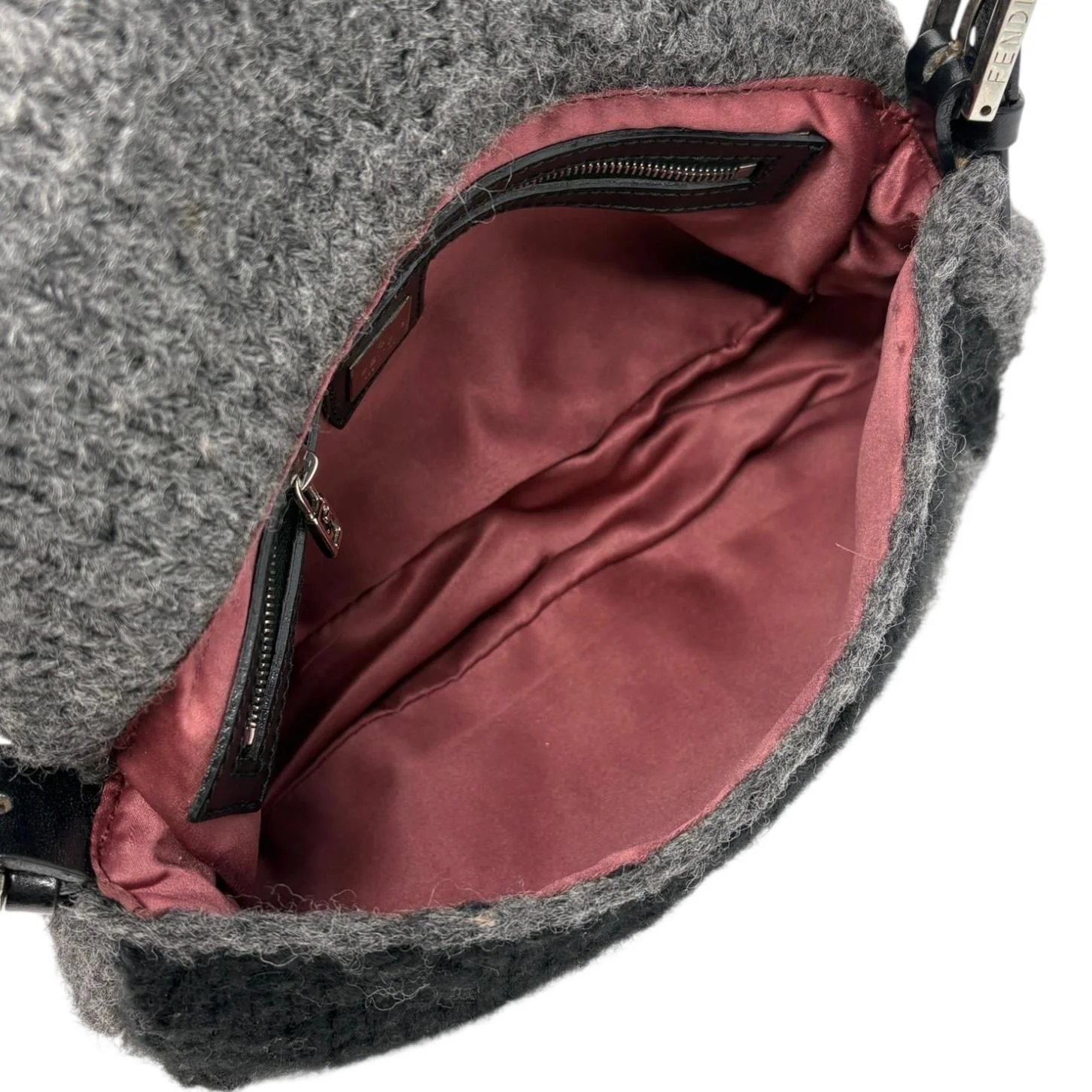 Fendi Grey Wool Pattern Baguette - Image 3
