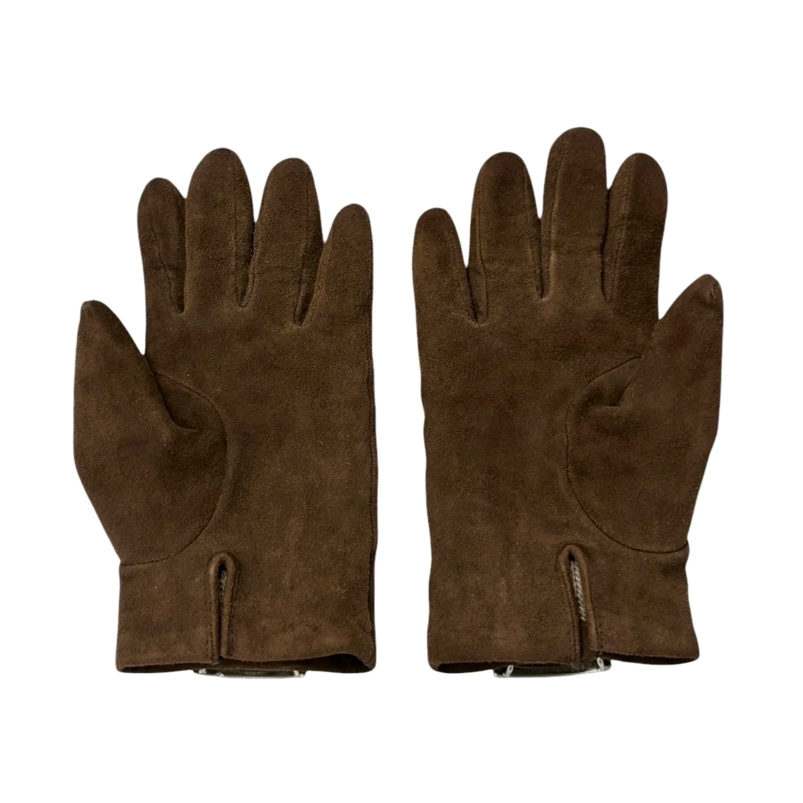 Fendi Brown Suede Logo Gloves - Image 2
