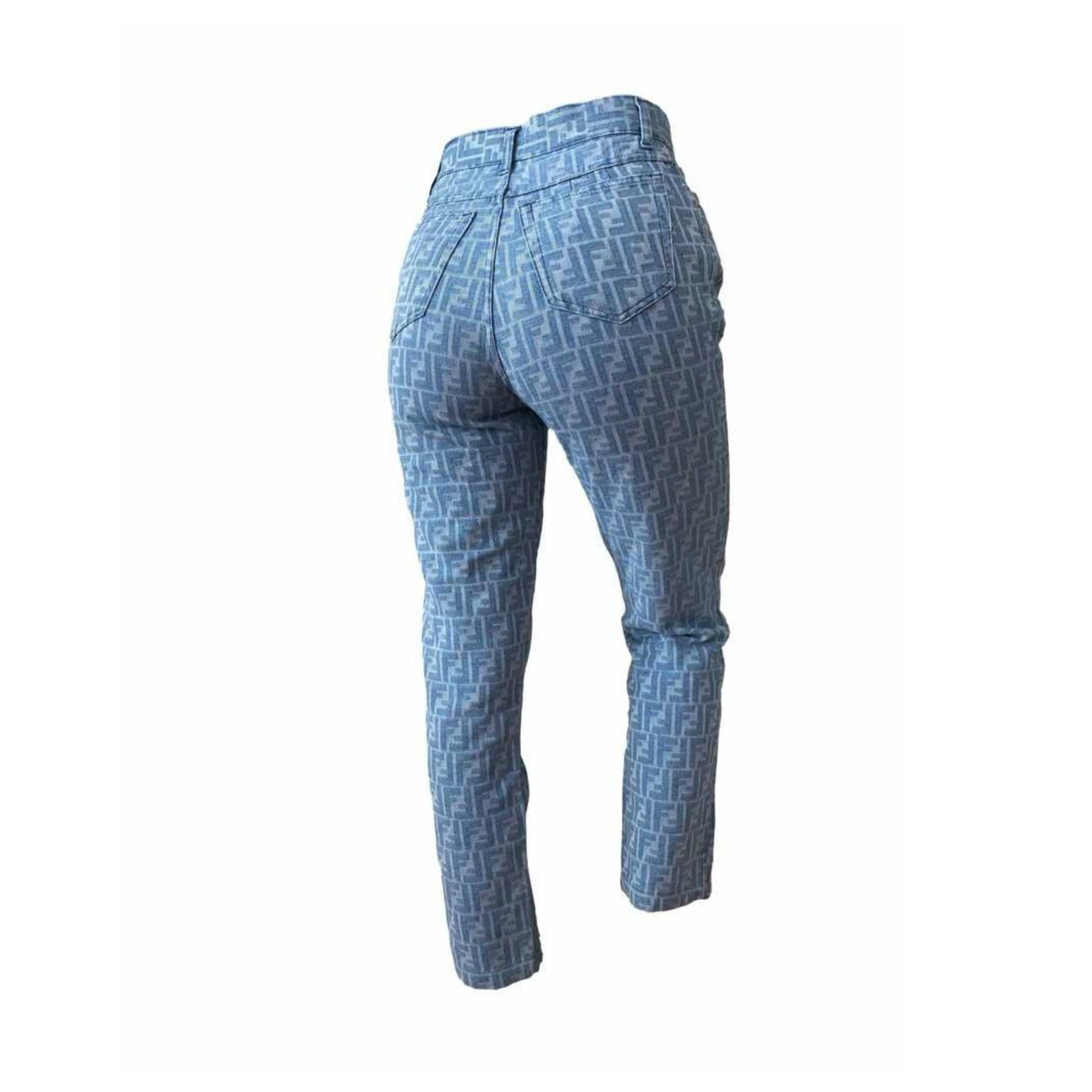 Fendi Light Blue Zucca Pants - Image 2