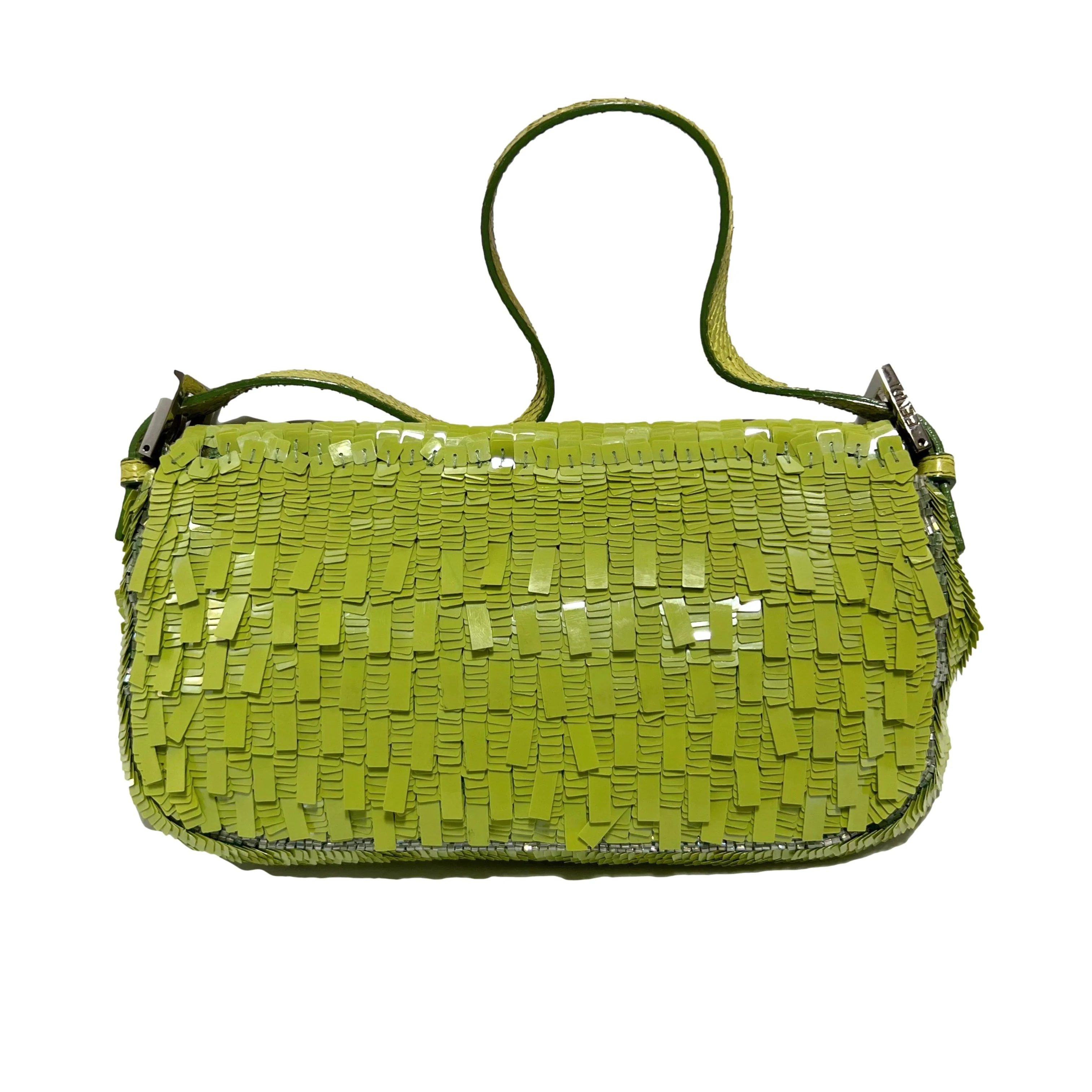 Fendi Lime Green Sequin Baguette - Image 2