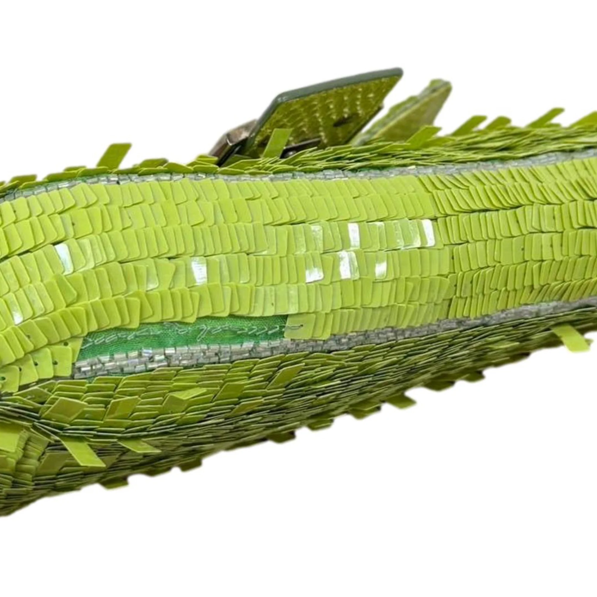 Fendi Lime Green Sequin Baguette - Image 3