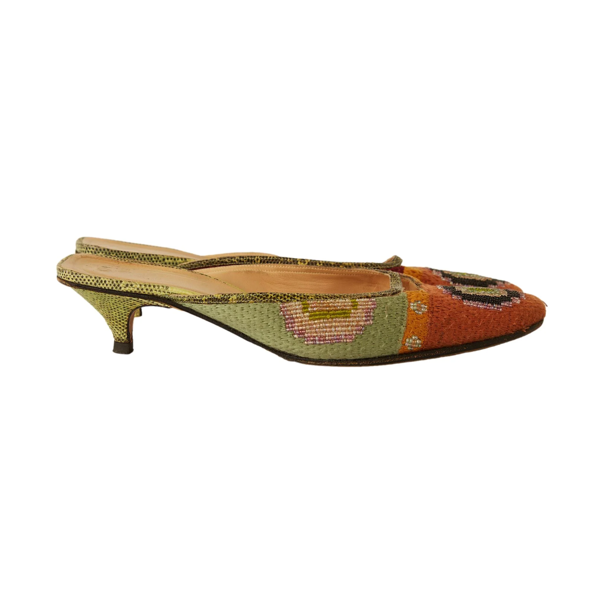 Fendi Multicolor Beaded Kitten Heels - Image 2