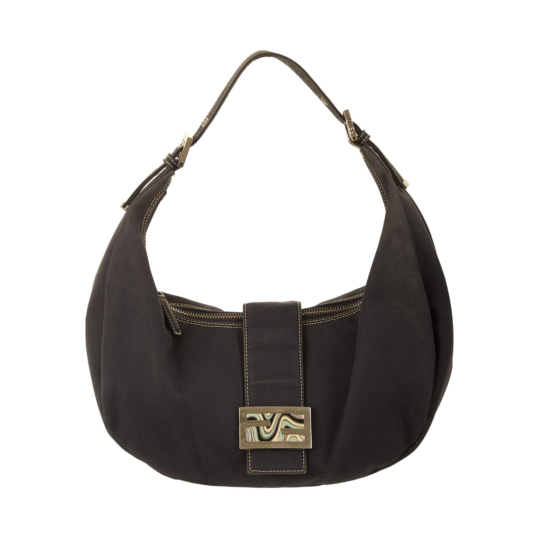 Fendi Navy Logo Shoulder Bag