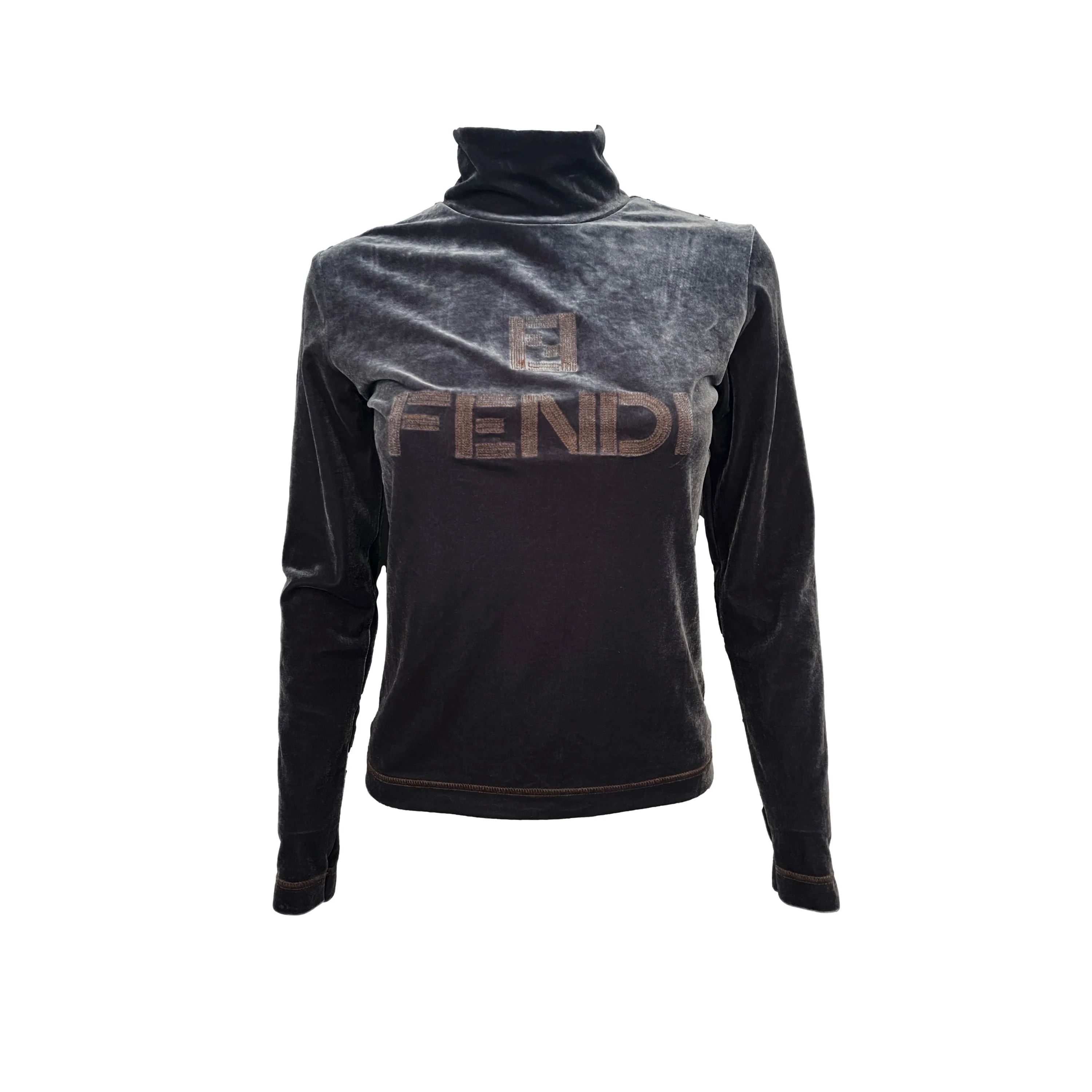Fendi Navy Velour Turtleneck