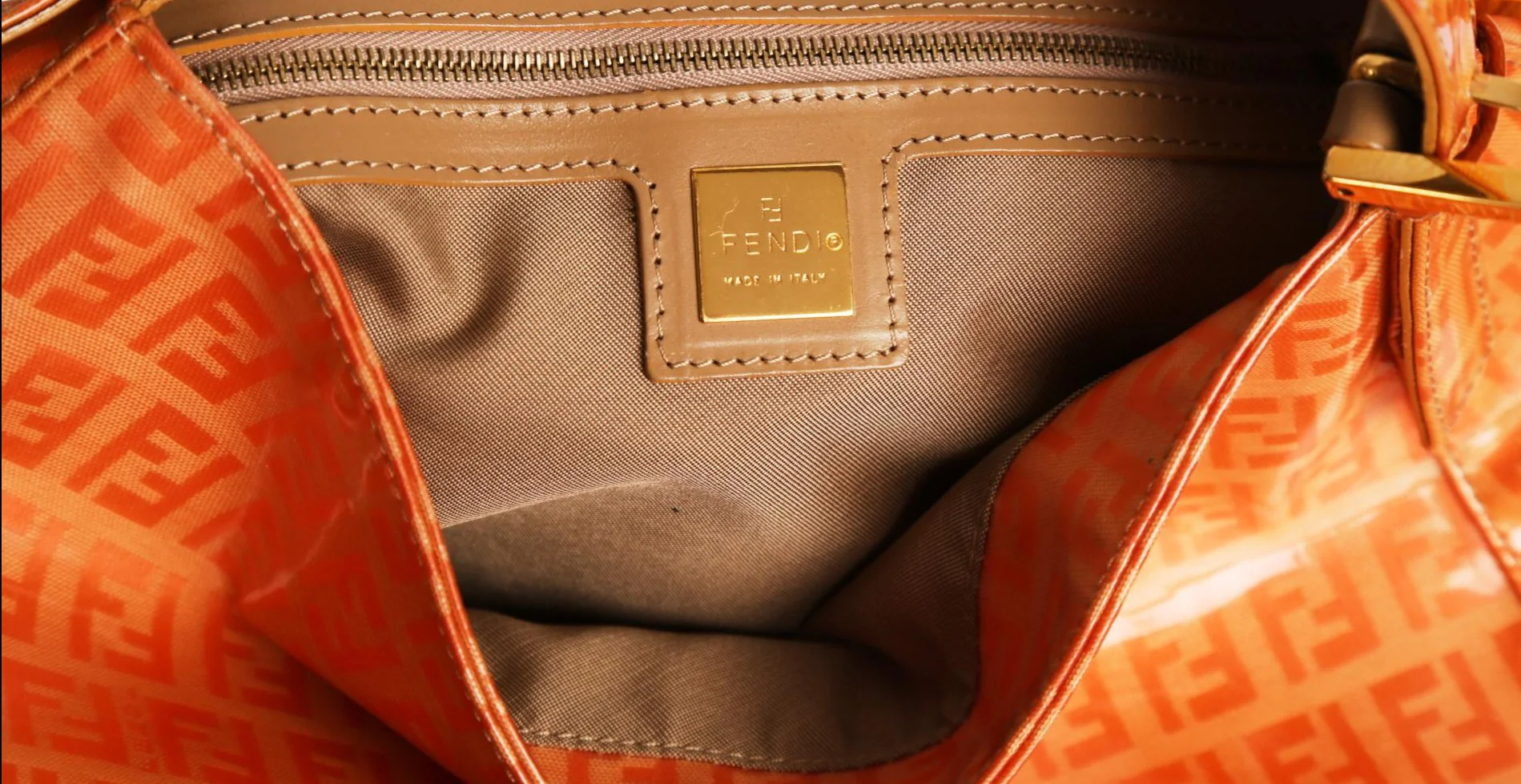 Fendi Orange Logo Baguette - Image 4