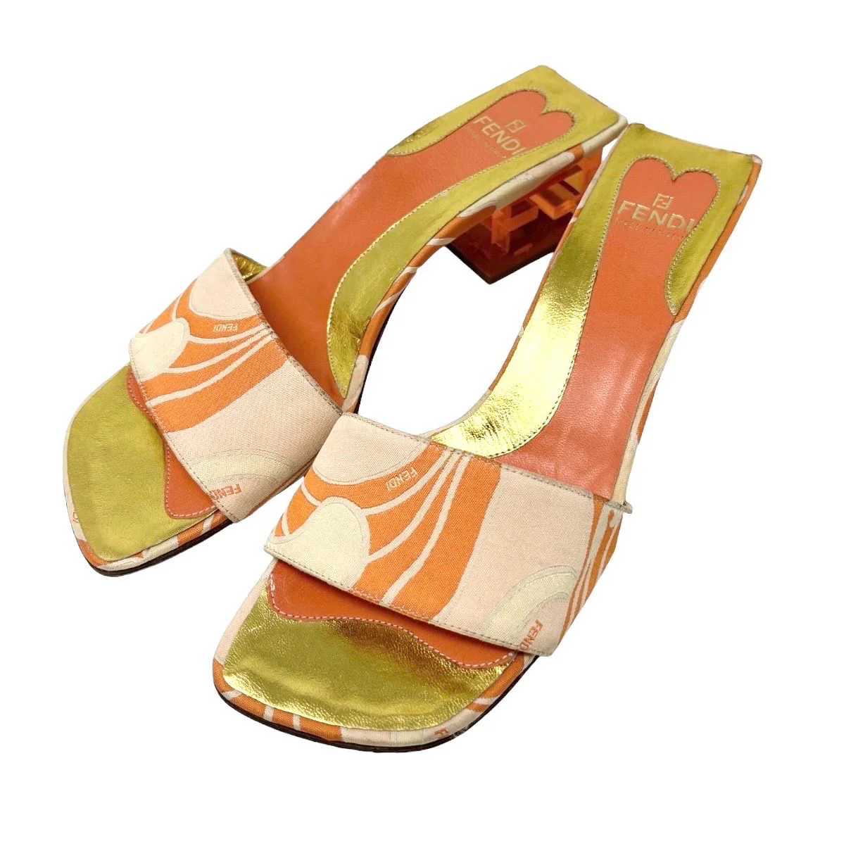 Fendi Orange Lucite Block Heels - Image 3