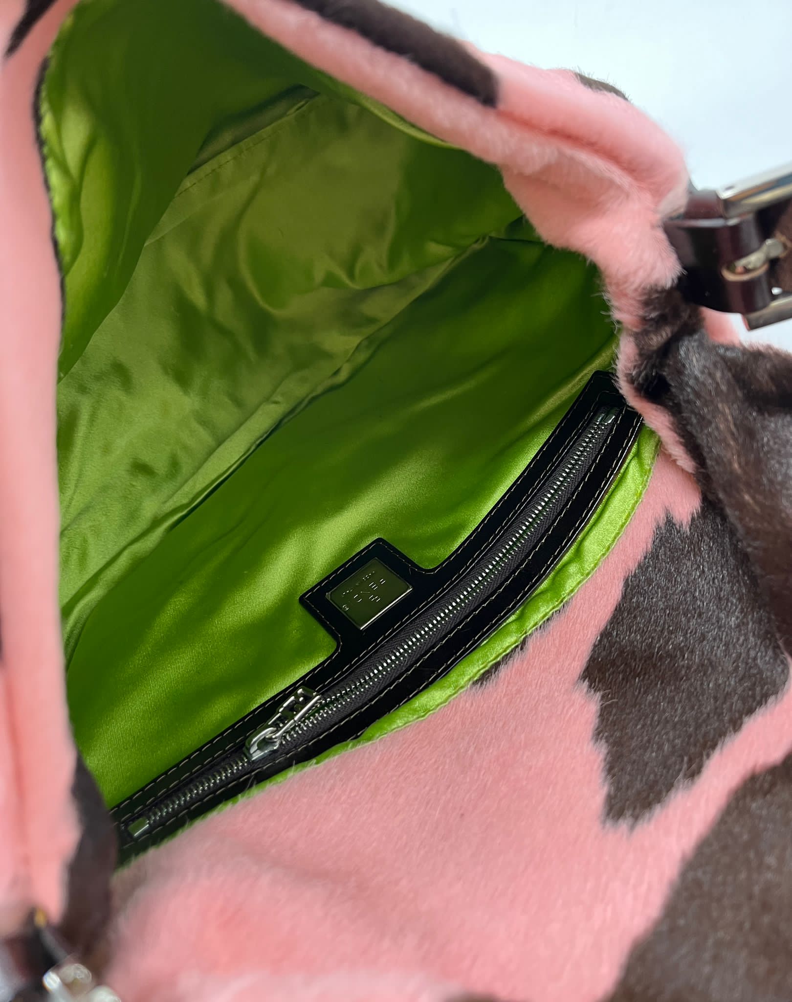 Fendi Pink Cow Print Baguette - Image 3