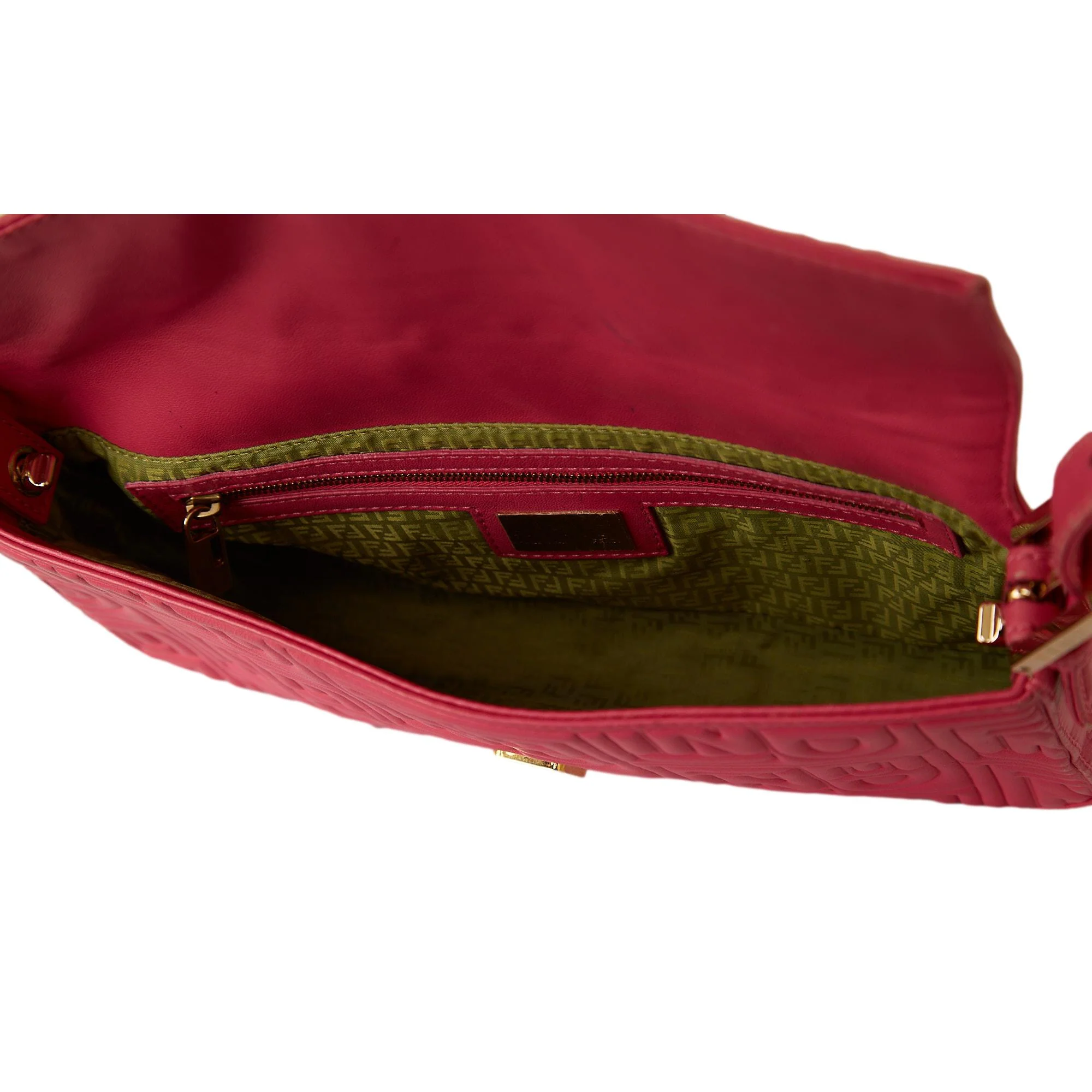 Fendi Pink Embossed Baguette Bag - Image 4