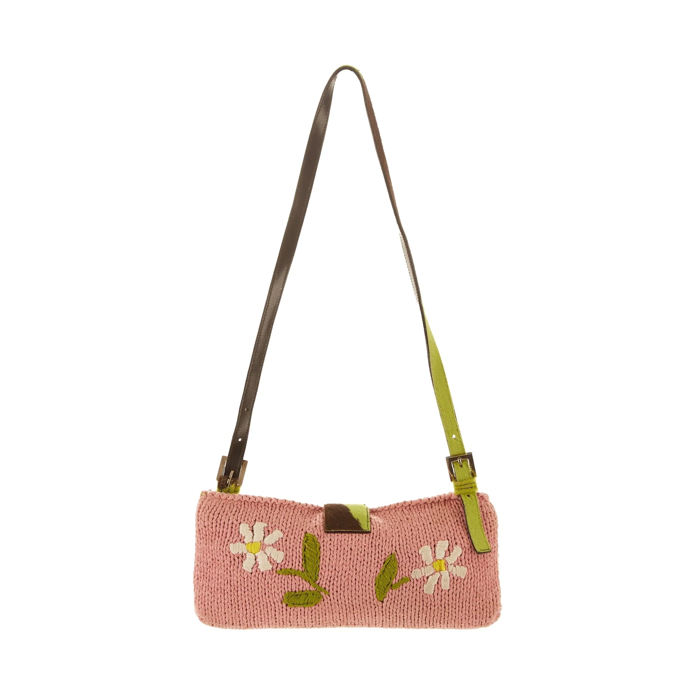 Fendi Pink Knit Crossbody Baguette - Image 2