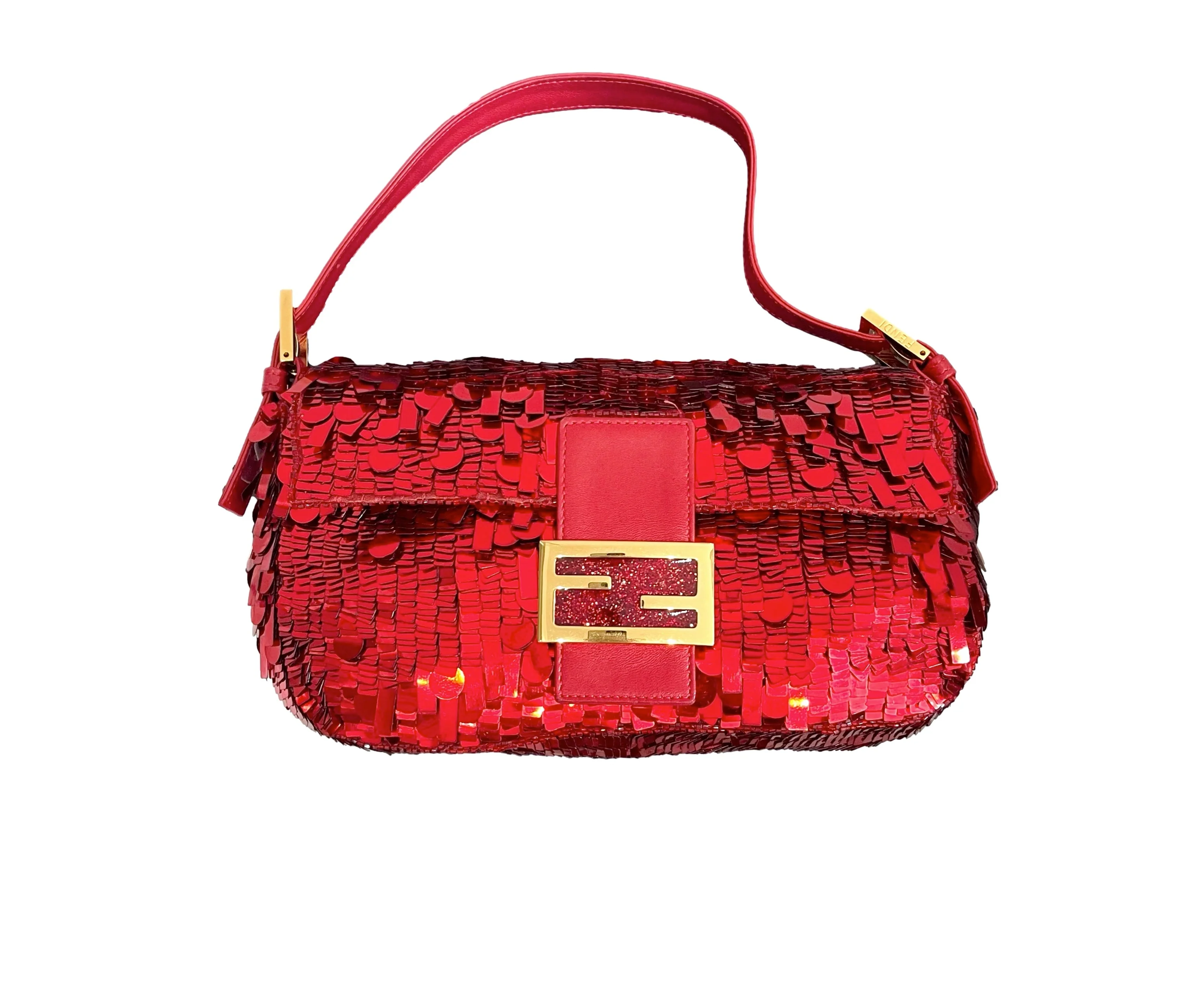 Fendi Red Sequin Baguette