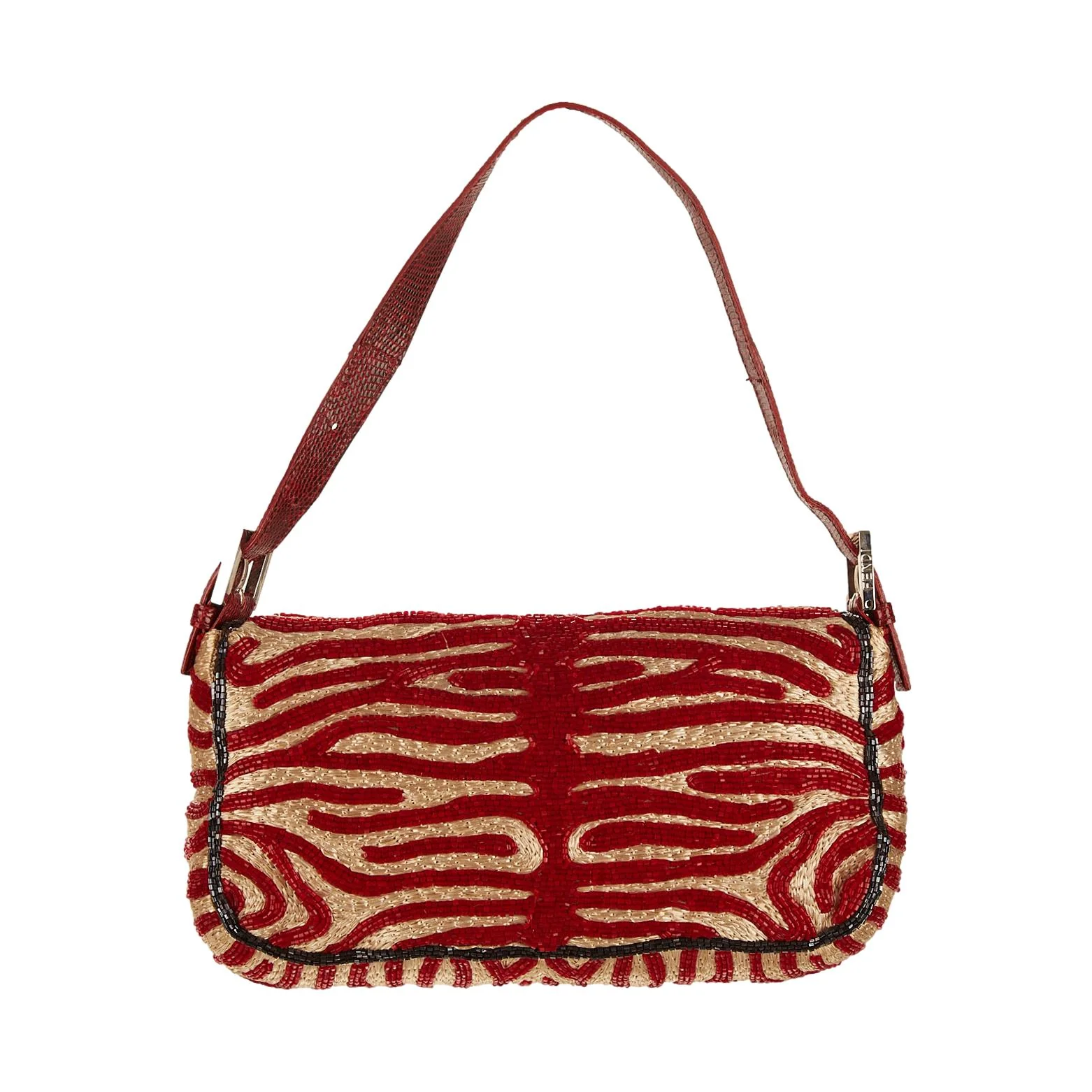 Fendi Red Zebra Beaded Baguette - Image 2