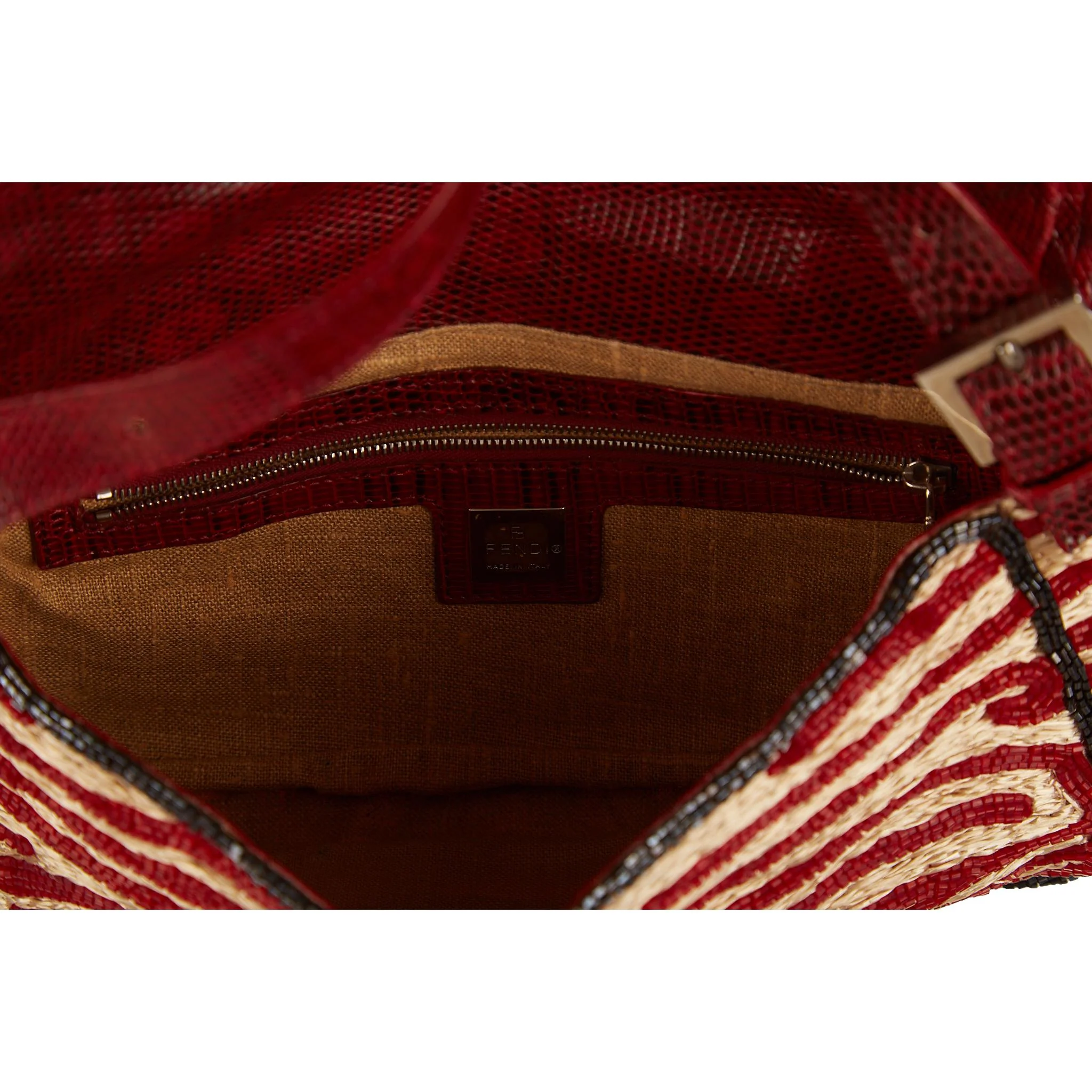 Fendi Red Zebra Beaded Baguette - Image 4