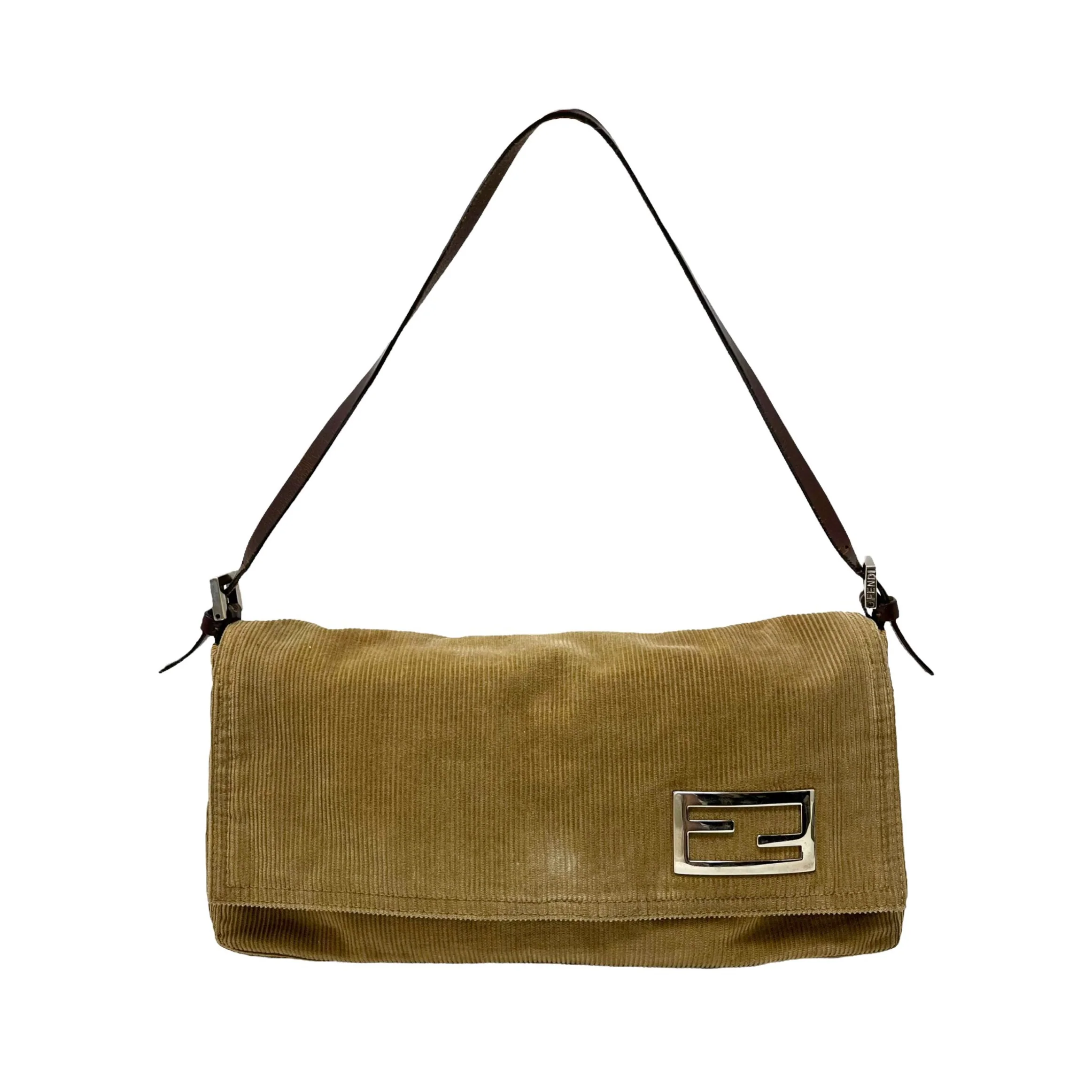 Fendi Tan Corduroy Minimum Shoulder Bag
