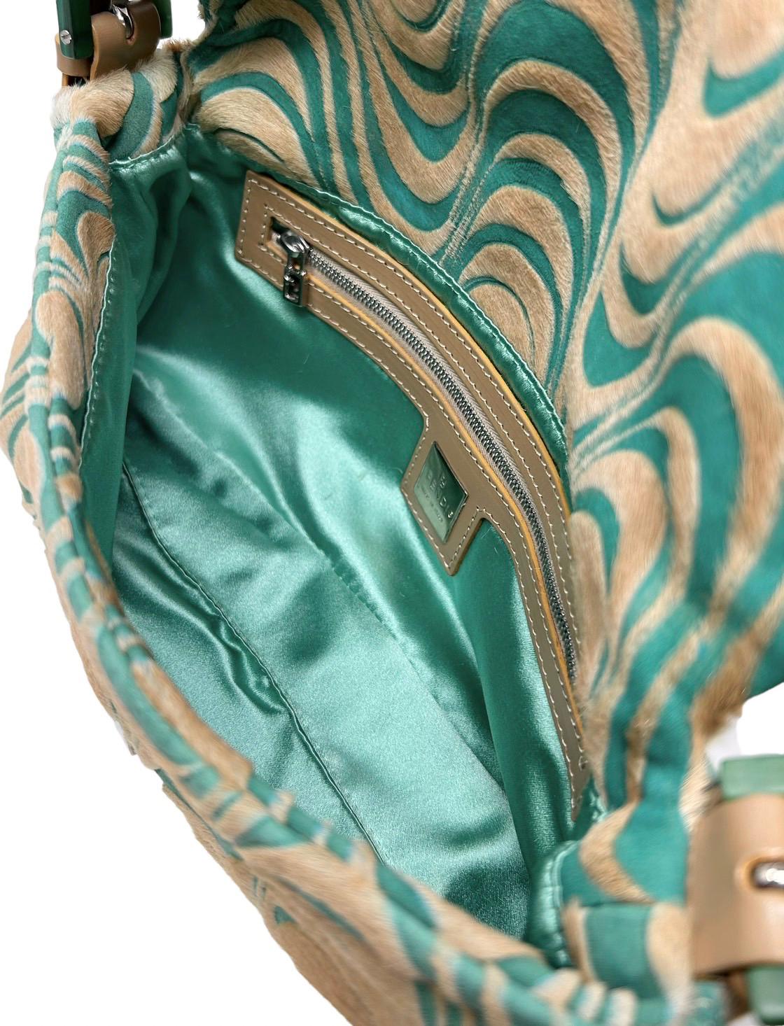 Fendi Turquoise Calf Hair Baguette - Image 3