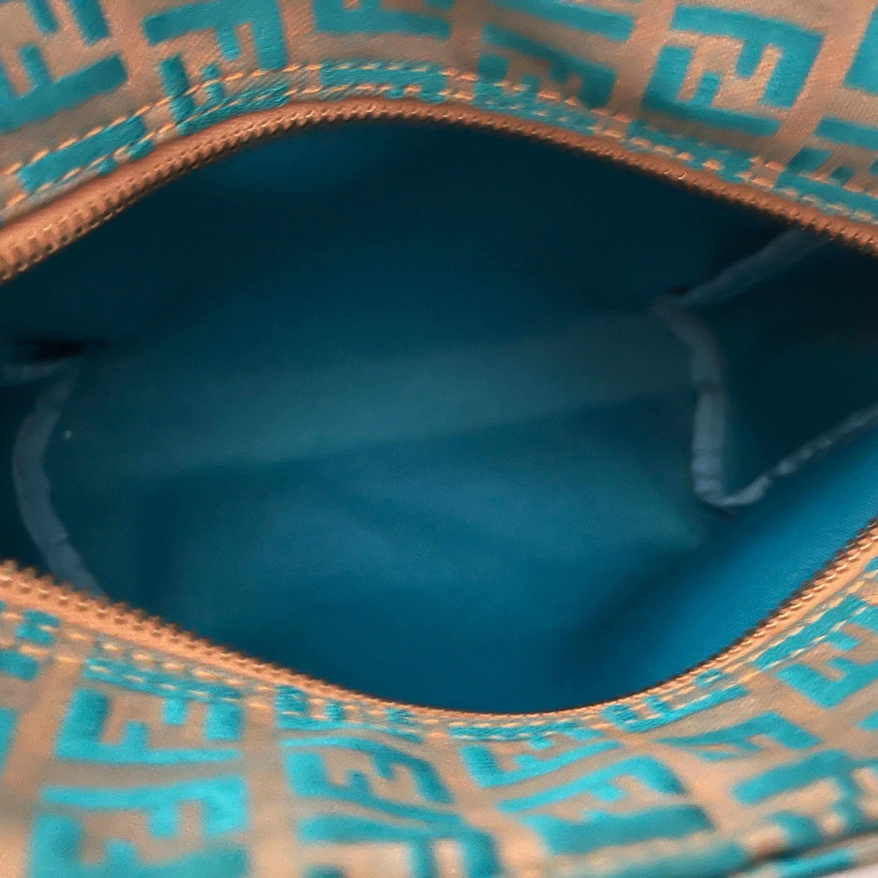 Fendi Turquoise Monogram Mini Top Handle - Image 3