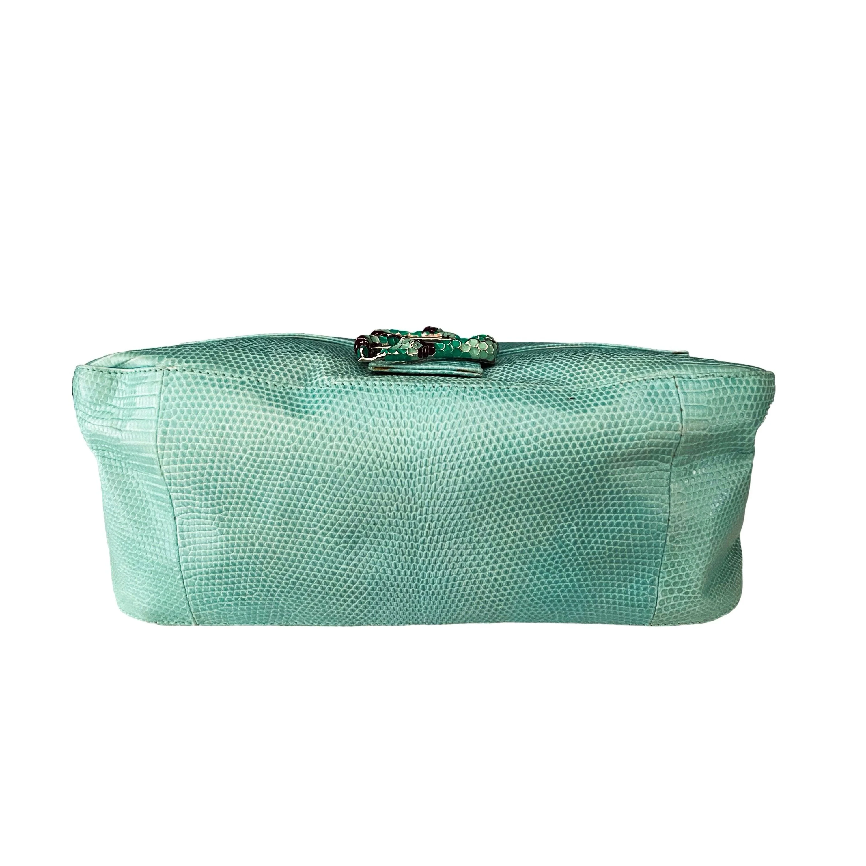 Fendi Turquoise Snake Emblem Shoulder Bag - Image 3