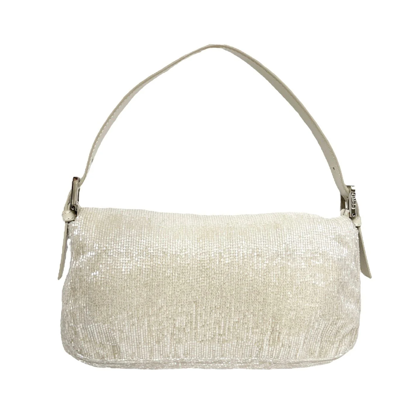 Fendi White Beaded Baguette Bag - Image 2