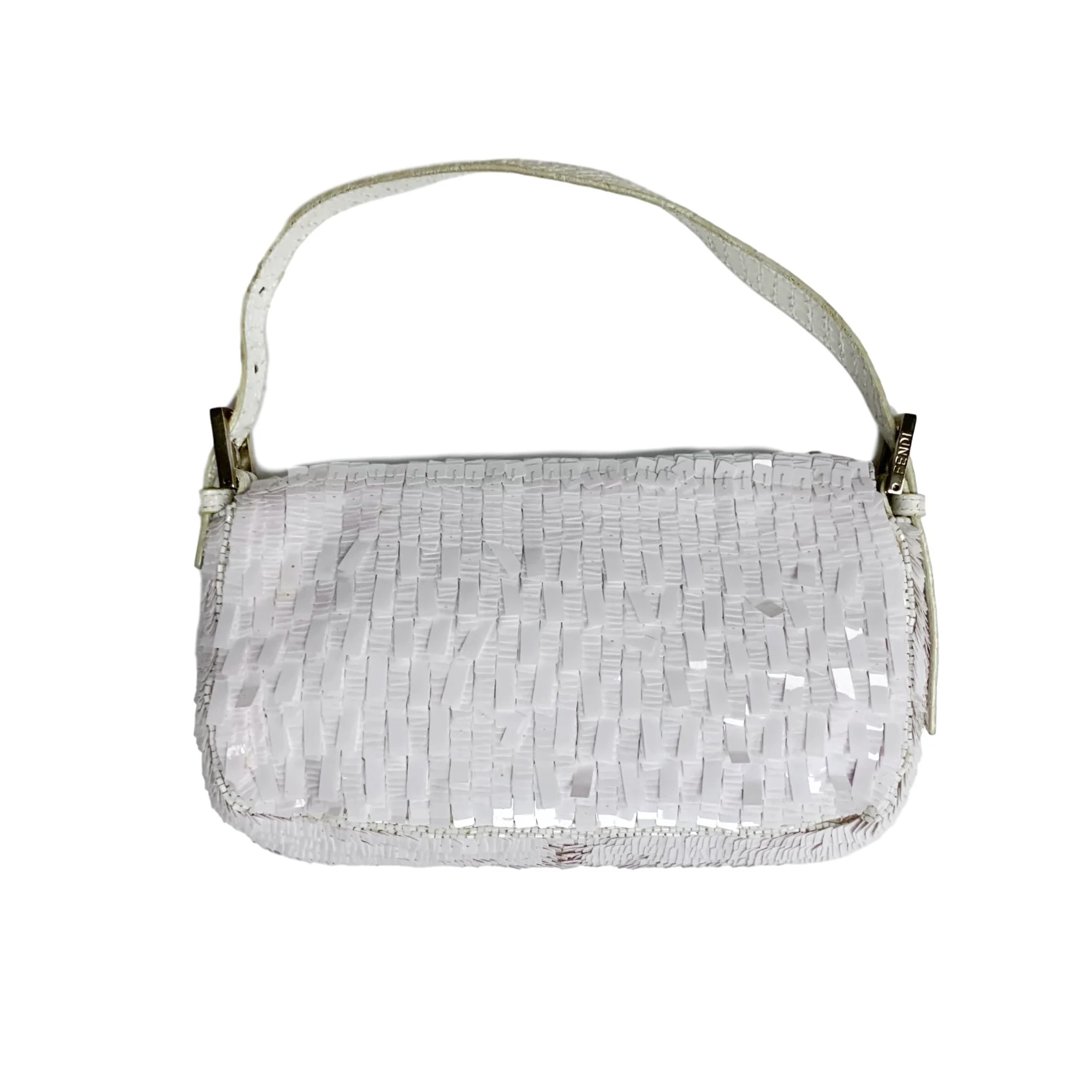 Fendi White Sequin Baguette Bag - Image 3