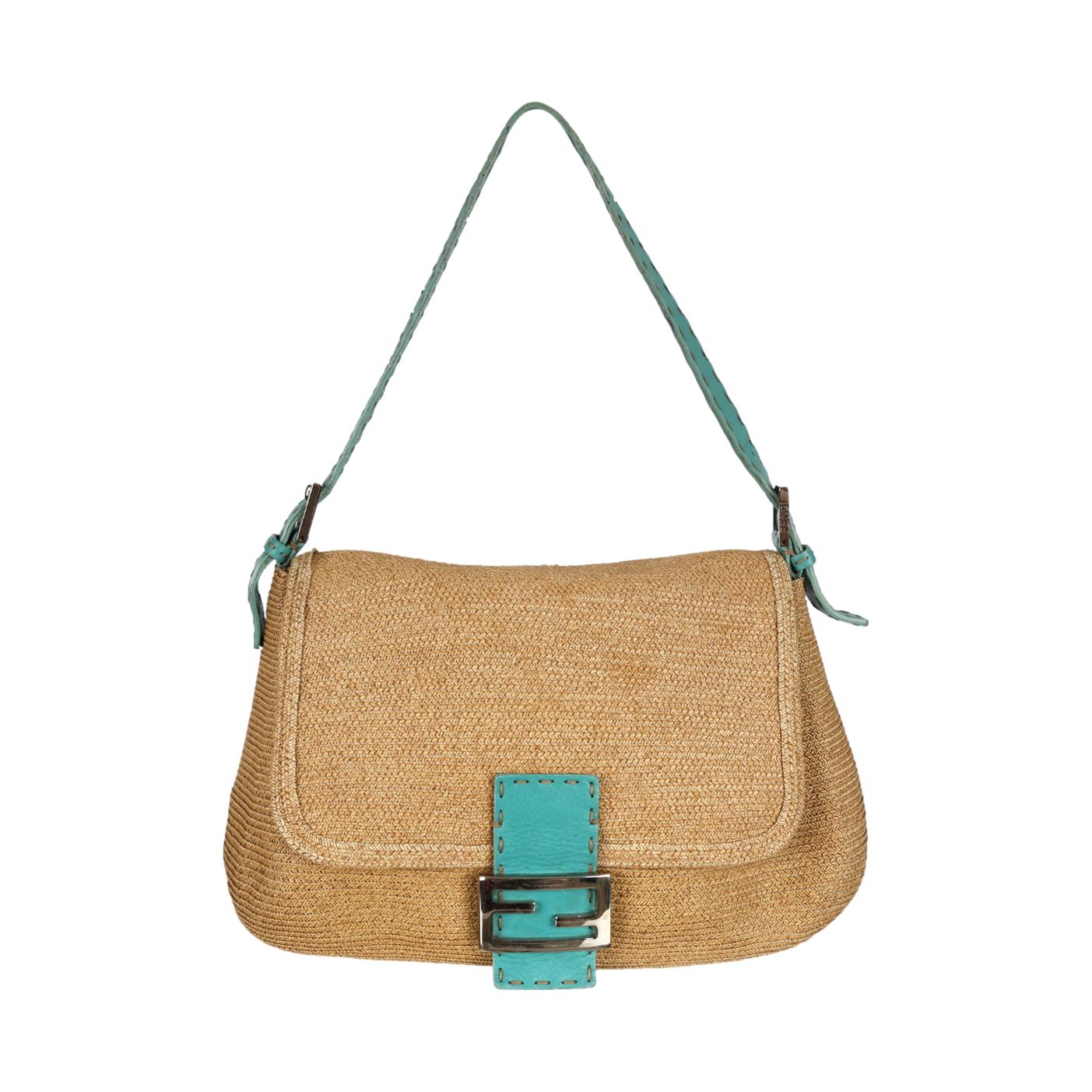 Fendi Jute Blue Baguette