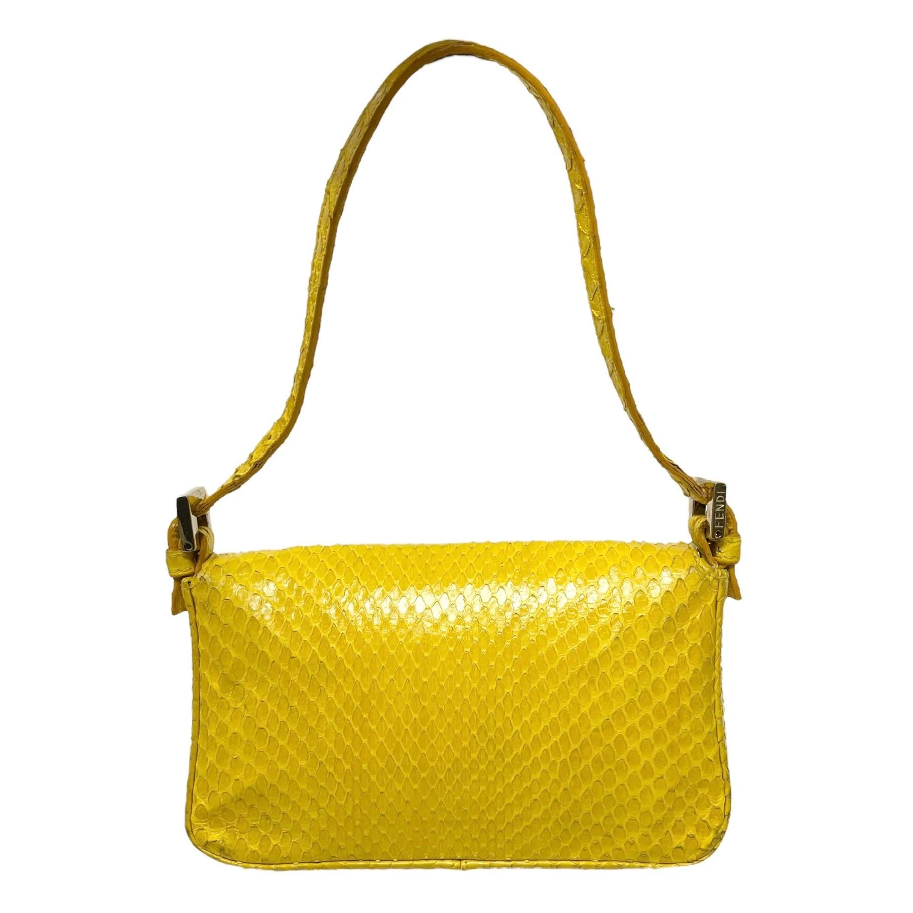 Fendi Yellow Mini Snakeskin Baguette Bag - Image 2